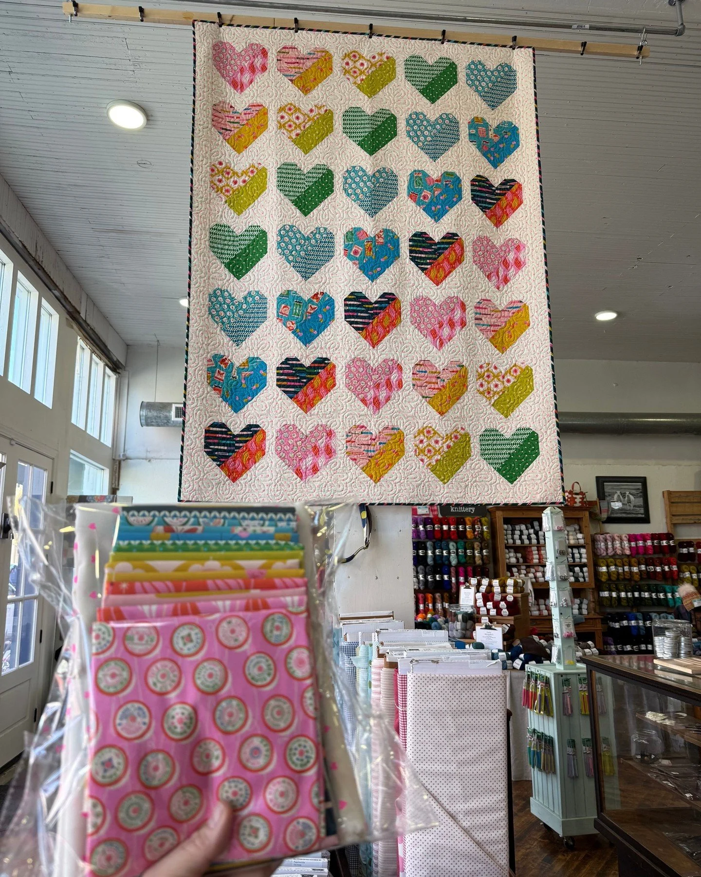 Have you seen the brand new Crafty Moose Quilts quilt pattern, Split Decision Hearty?? We have a sample of it now in the shop.... and we have KITS for the throw size!!! 

You can even shop them them online by tapping this image once you tap the link 