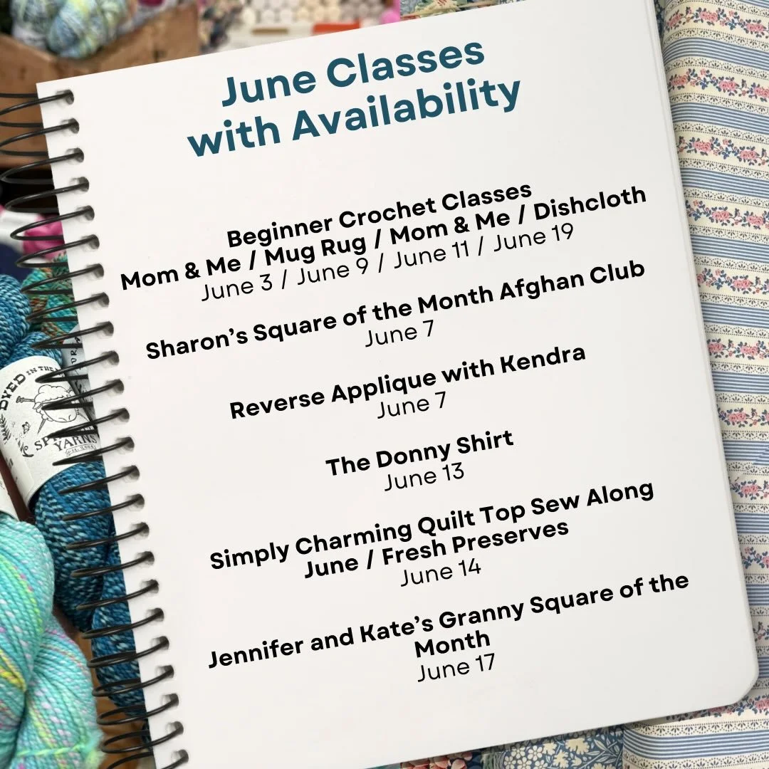 We have so many FUN classes this month that have seats available! If you are interested in any of these ... call us at 469-714-4002 or go to www.mckinneyknittery.com --> Classes --> Calendar --> June. 

#summer #classes #mckinneyknittery #do