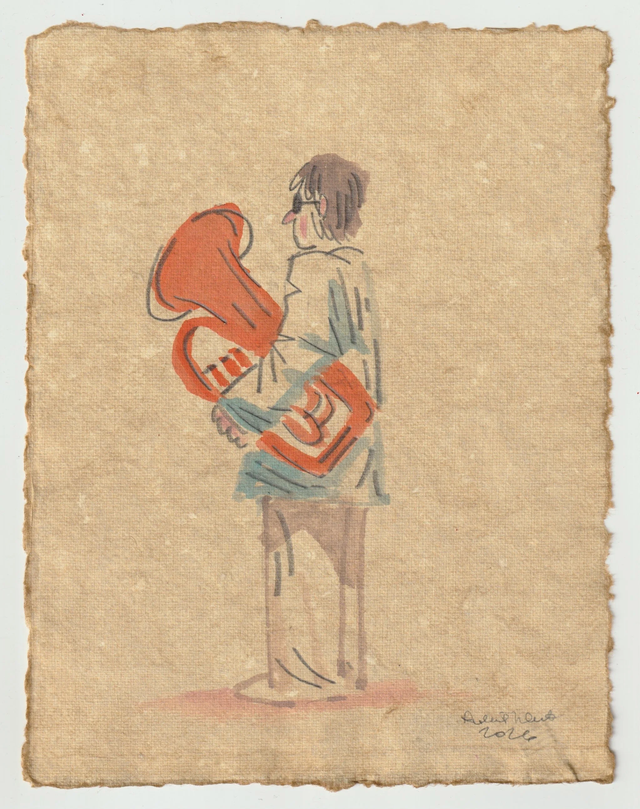Original Watercolor and Graphite Drawing, 2026. 6"X8". Signed On Front. By Robert Filiuta