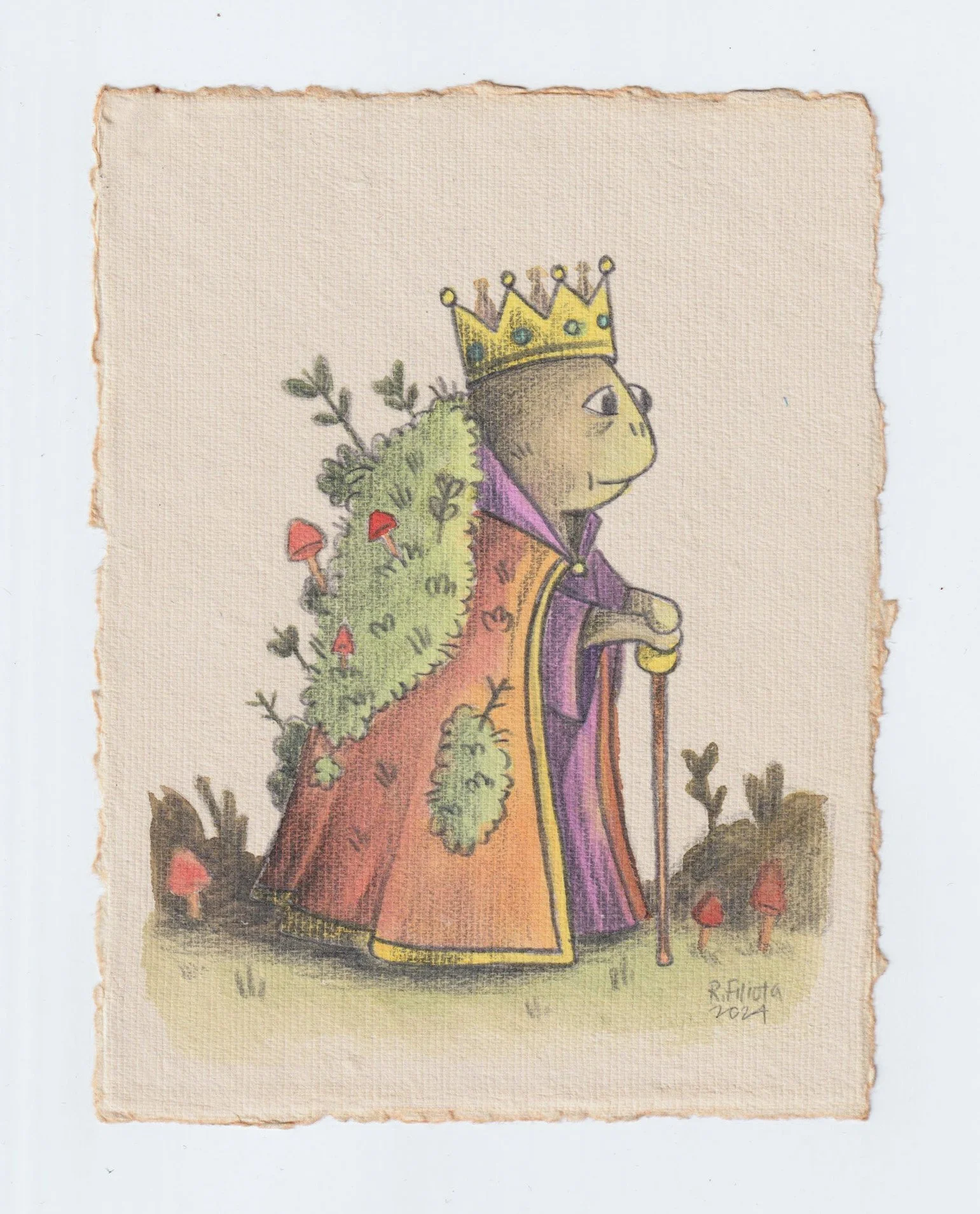 “Once There Was a Frog King” – Watercolor & Graphite on Paper Illustration-6" X 8"