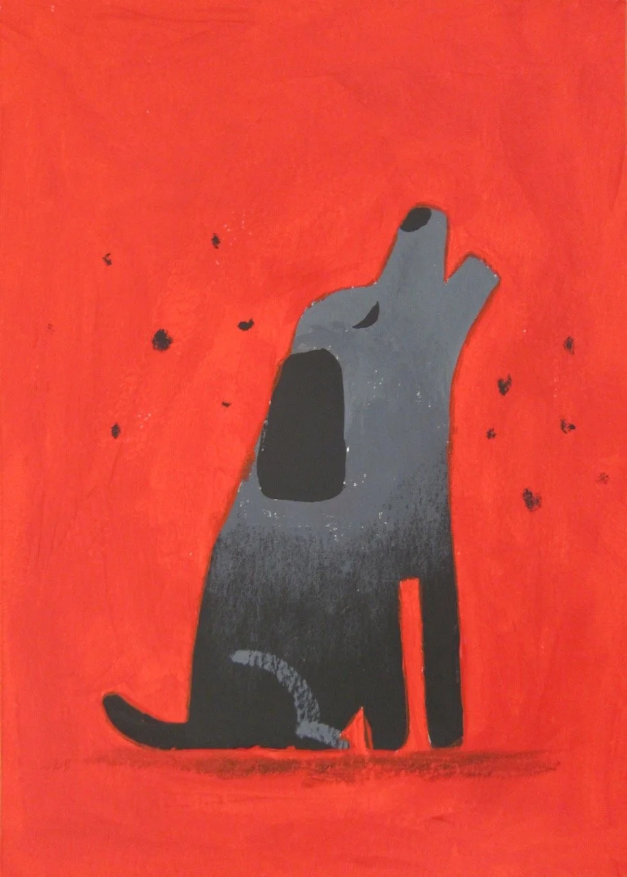 “Midnight Howl” – Acrylic on Paper - 5" X 7"