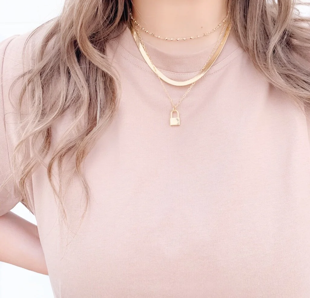 basic choker padlock necklace snake chain necklace.jpeg