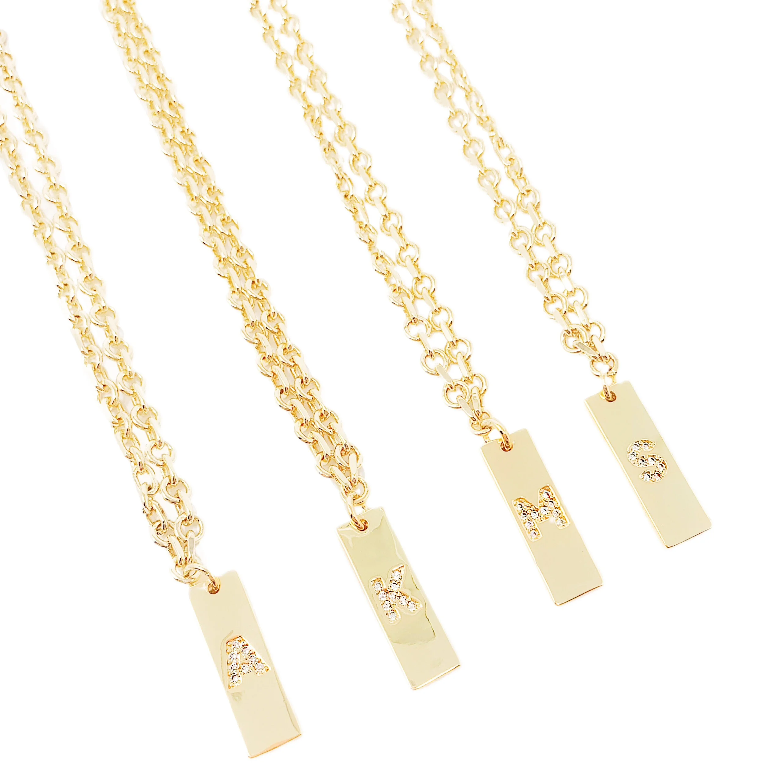 Gold Filled Rectangle Letter Necklace- Wholesale