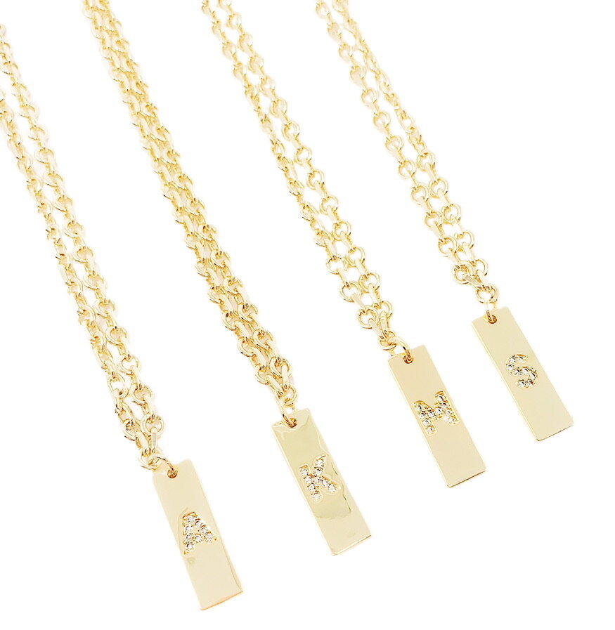 Gold Filled Rectangle Letter Necklace PRE PACK