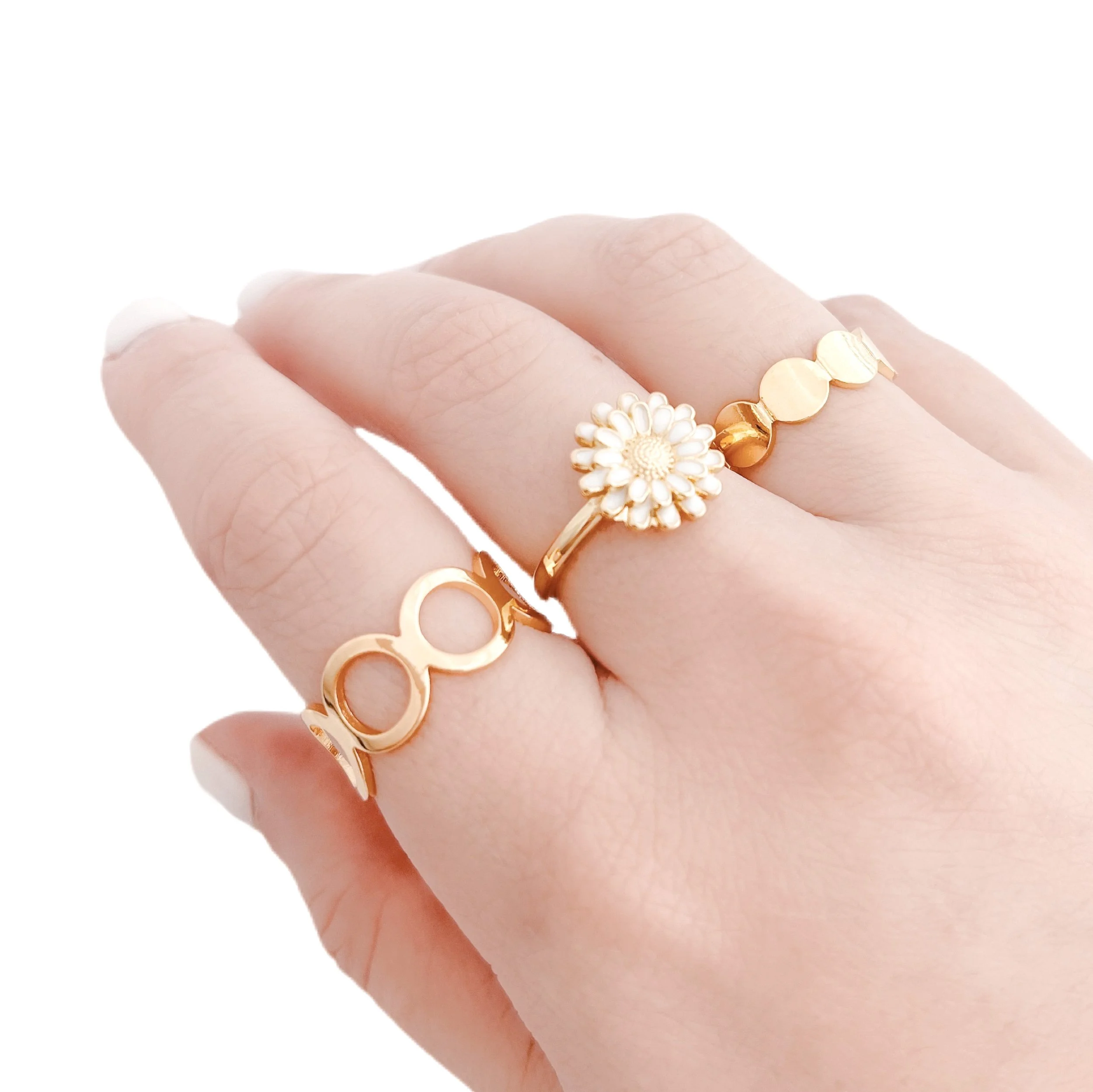 open circle ring white daisy ring gold dot ring.JPG