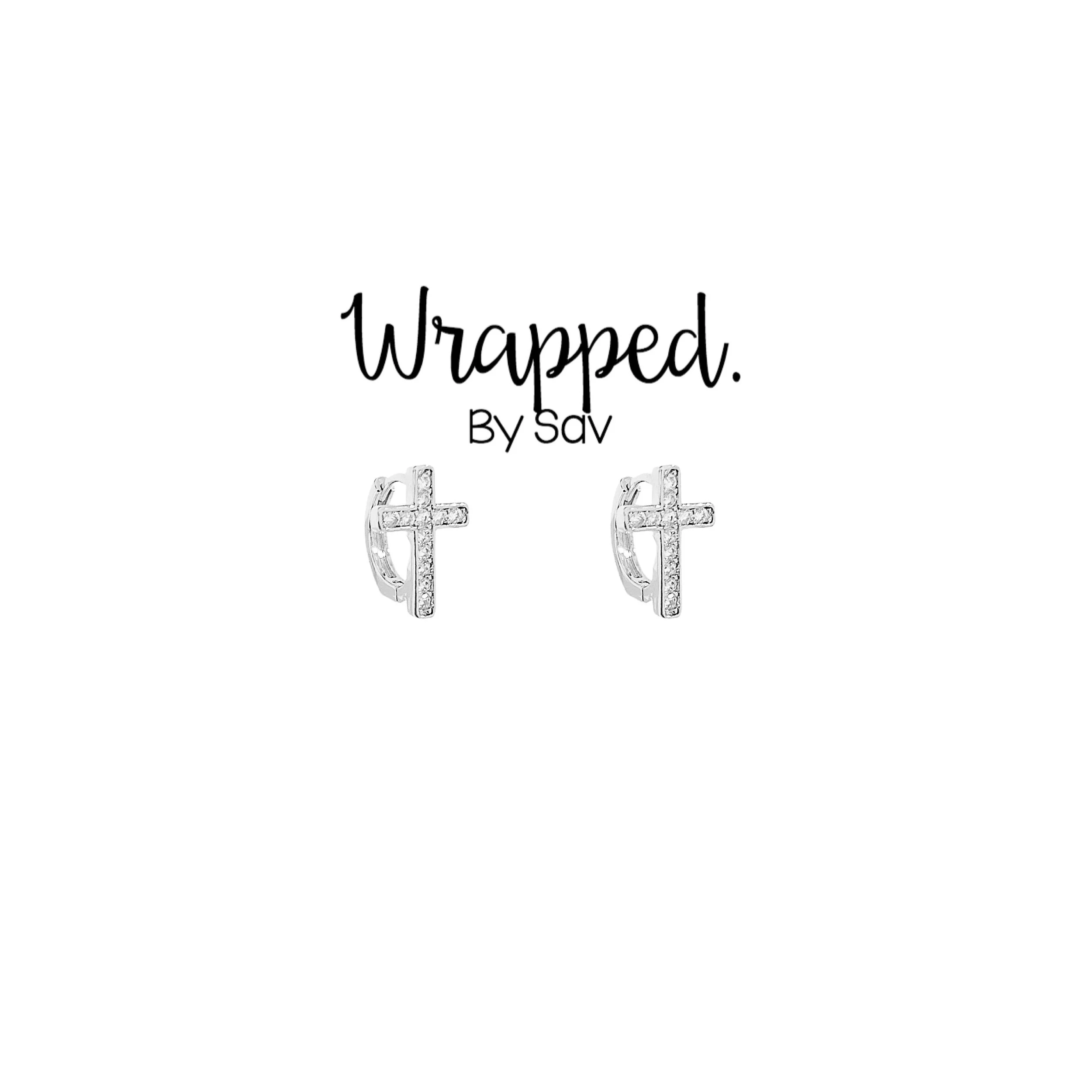 Cross studded huggies silver.JPG