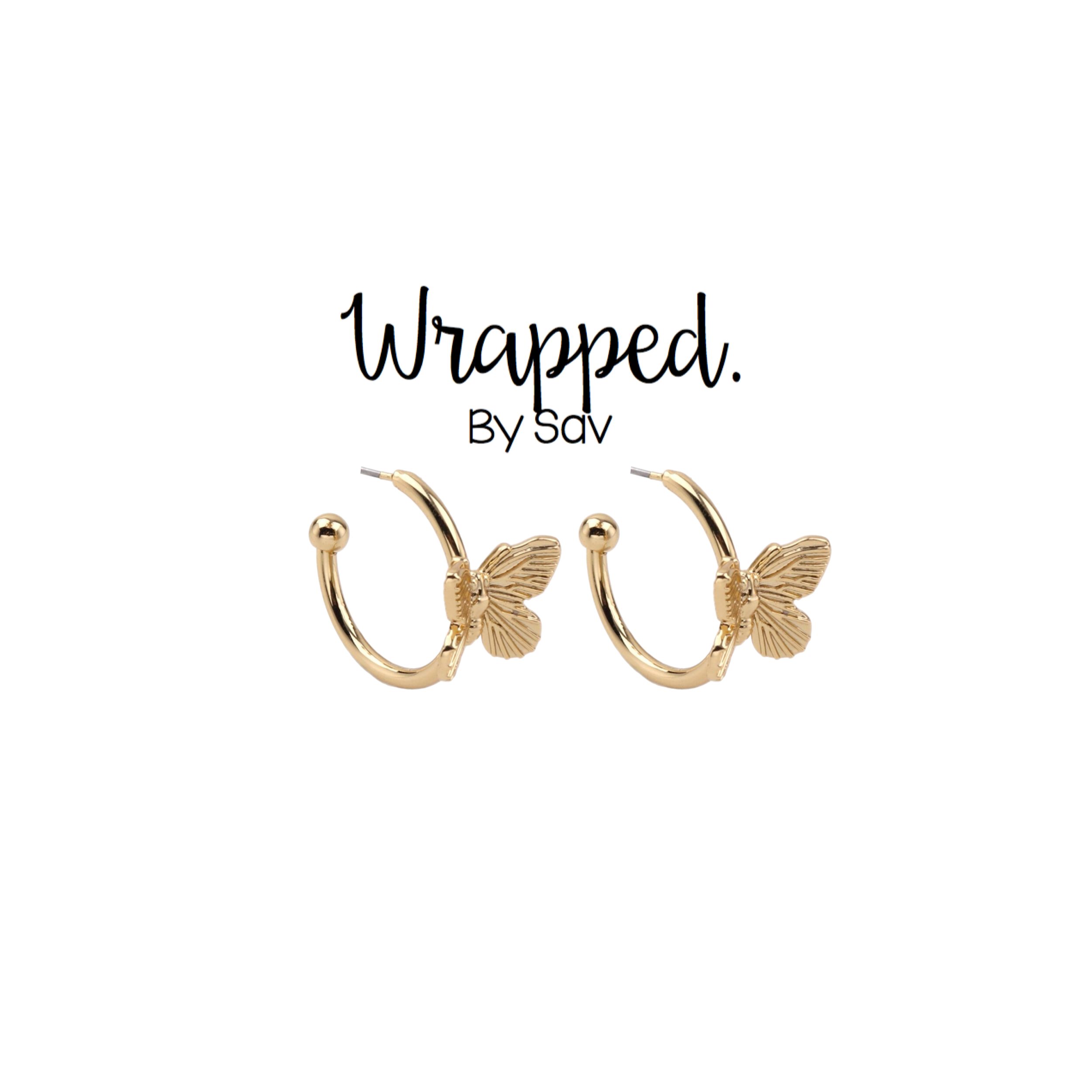 Butterfly Studded Hoops