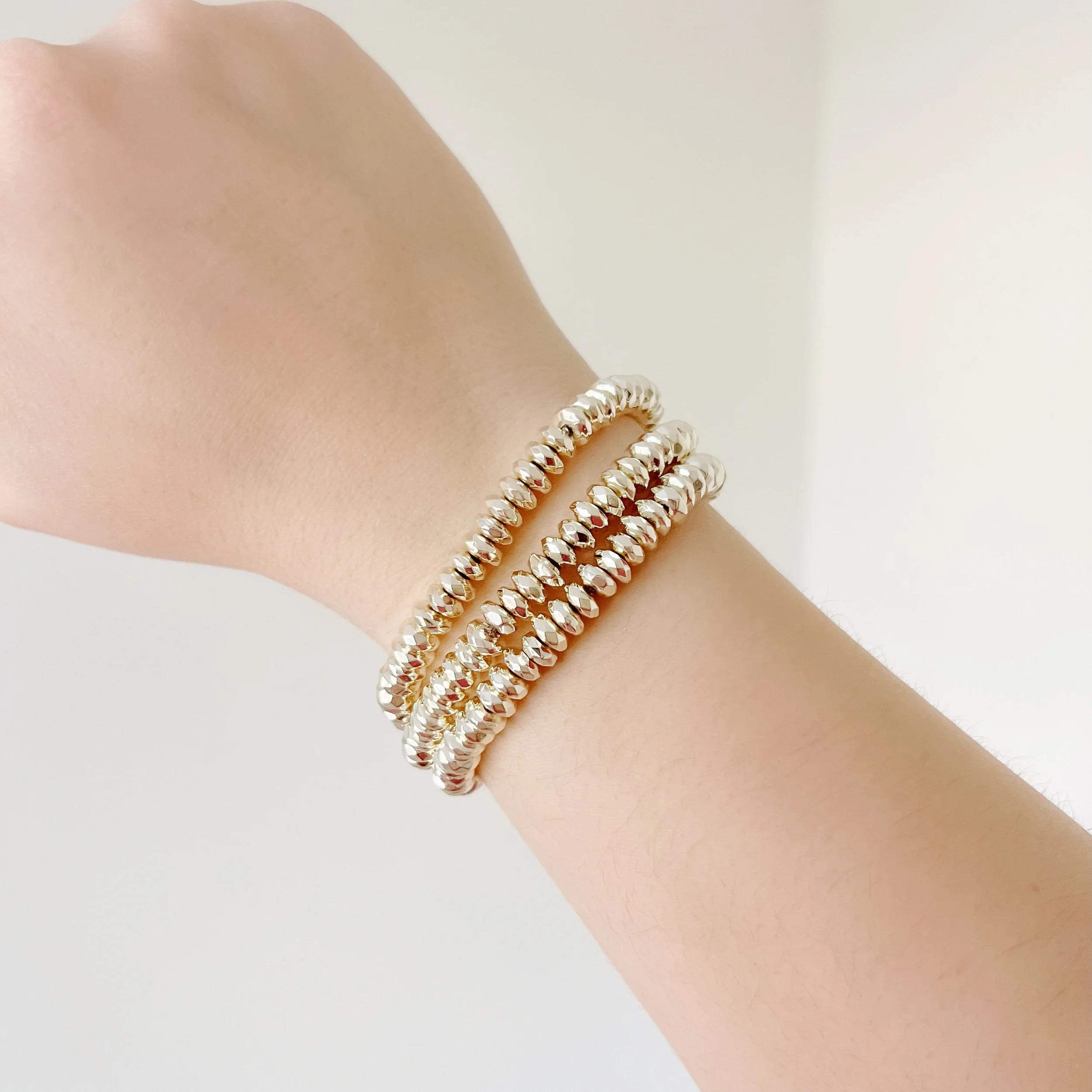 Golden Textured Beaded Bracelet