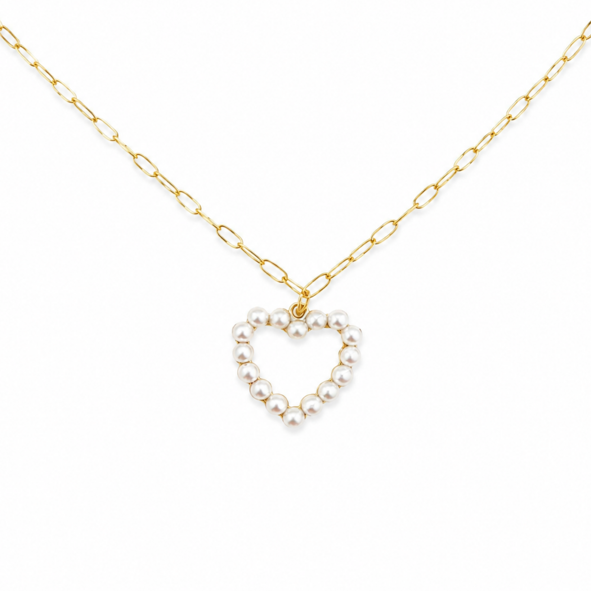 Pearl Heart Outline Necklace- Wholesale