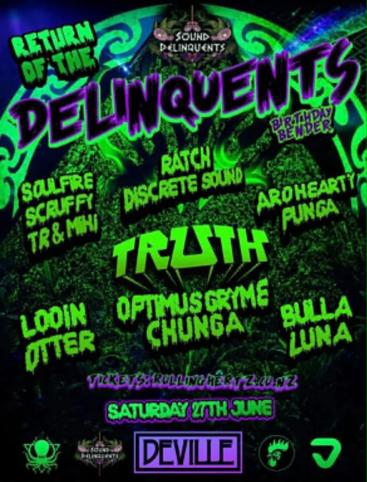 Green DJ poster for Deville