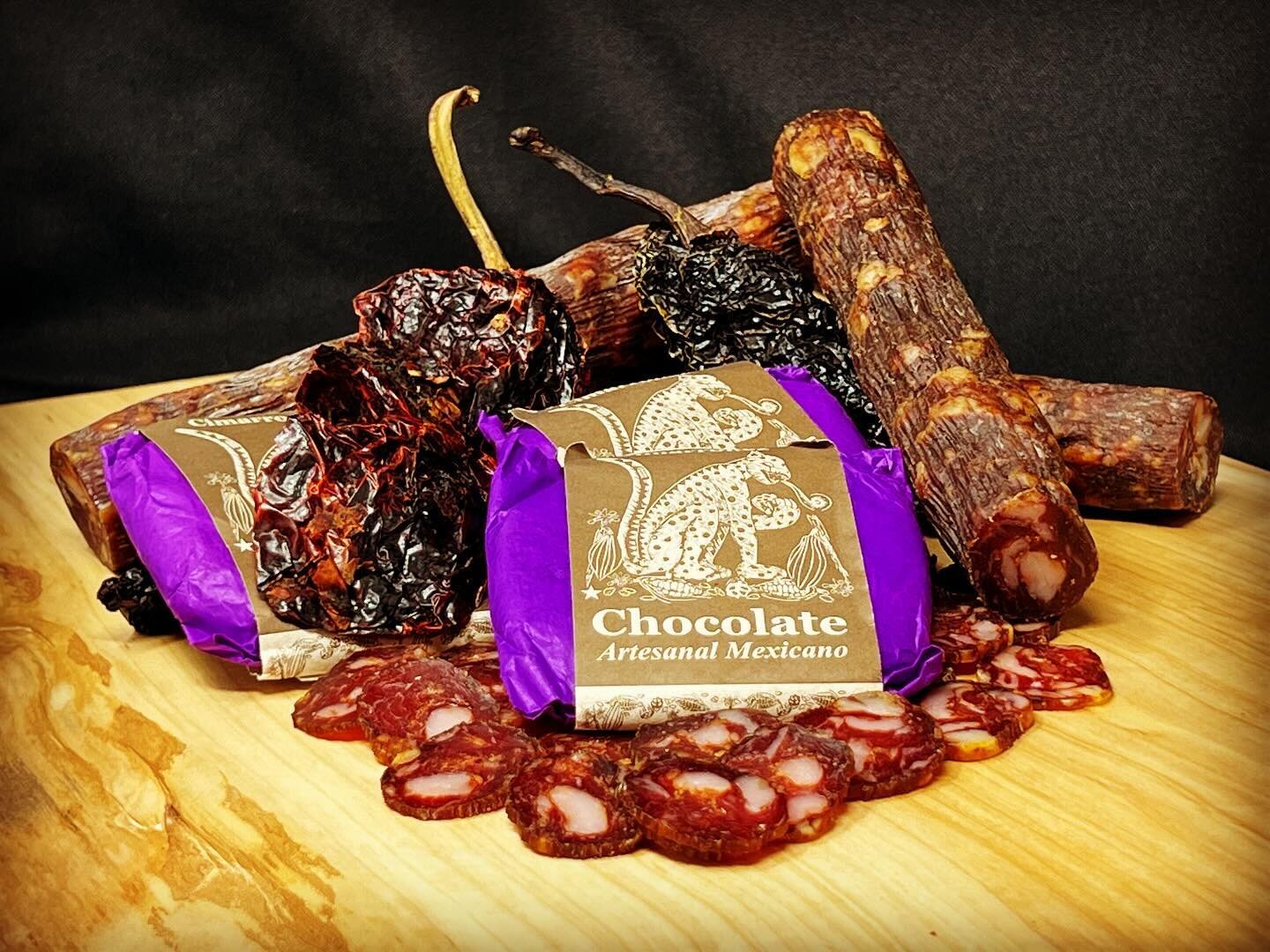 Our newest salami is our Mexican mole flavoured salami. It&rsquo;s one of our personal recipes. Among the cinnamon, ancho, and other ingredients is a traditional Mexican chocolate imported by @mexyavii_ca Get it the amazing new wine bar on Whyte Bibo