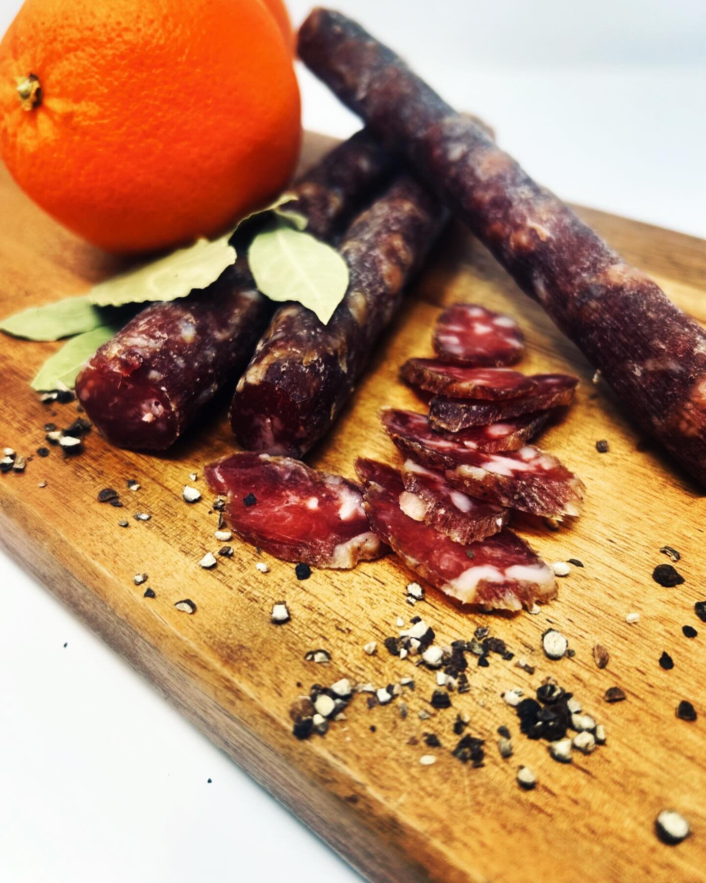 Anice e arancia salami is available this week. Orange zest and star anise round out the flavour profile of this week&rsquo;s salami. Available @strathconamarket @bountifulfarmersmarketyeg and part of @bibostrathcona charcuterie board. This week for c