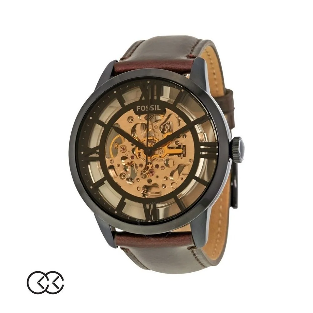 OFFICIAL WARRANTY) Fossil Men's ME3102 Grant Automatic Navy Blue Leather  Watch (2 Years International Warranty)