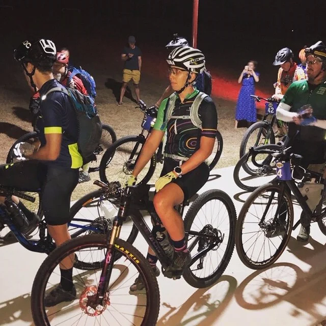 The start nerves leading into the unknown. The event would be my longest ride by 130km, rocking my Bicycle Queensland jersey here!