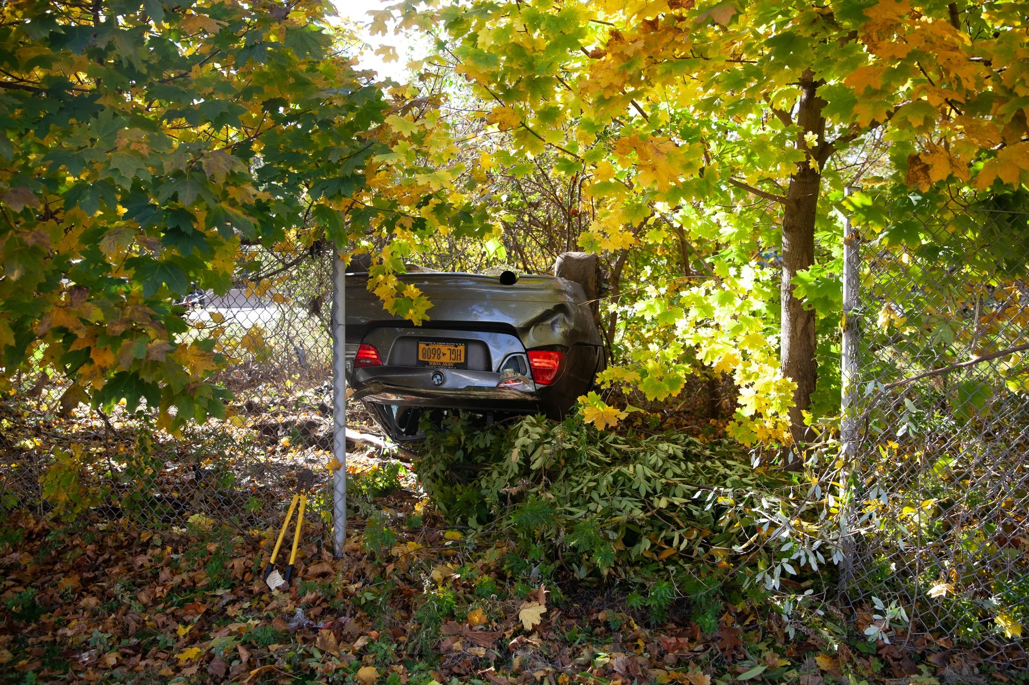 Car Overturns on Roof, Slides Down Ditch on Seaford-Oyster Bay Expressway