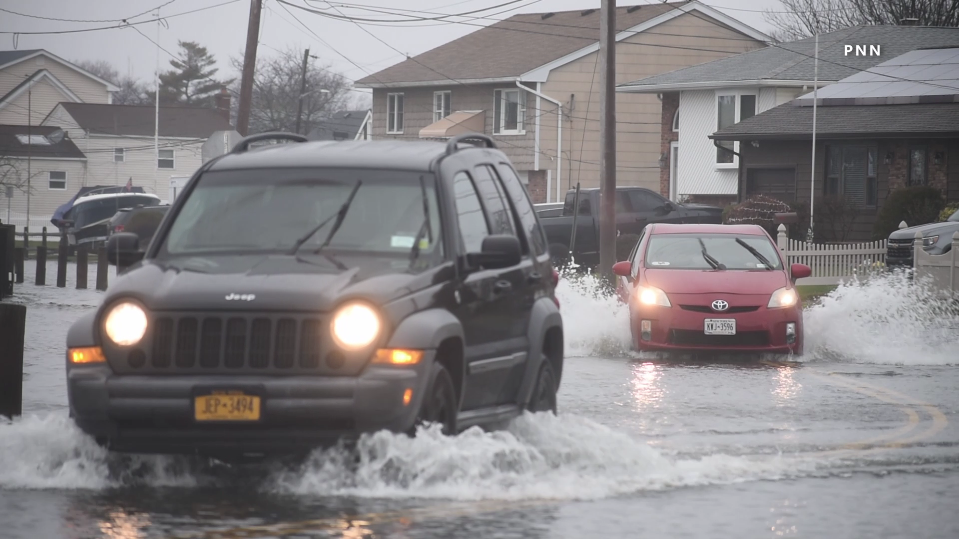 Lindenhurst Streets Inundated With Water By Coastal Flooding