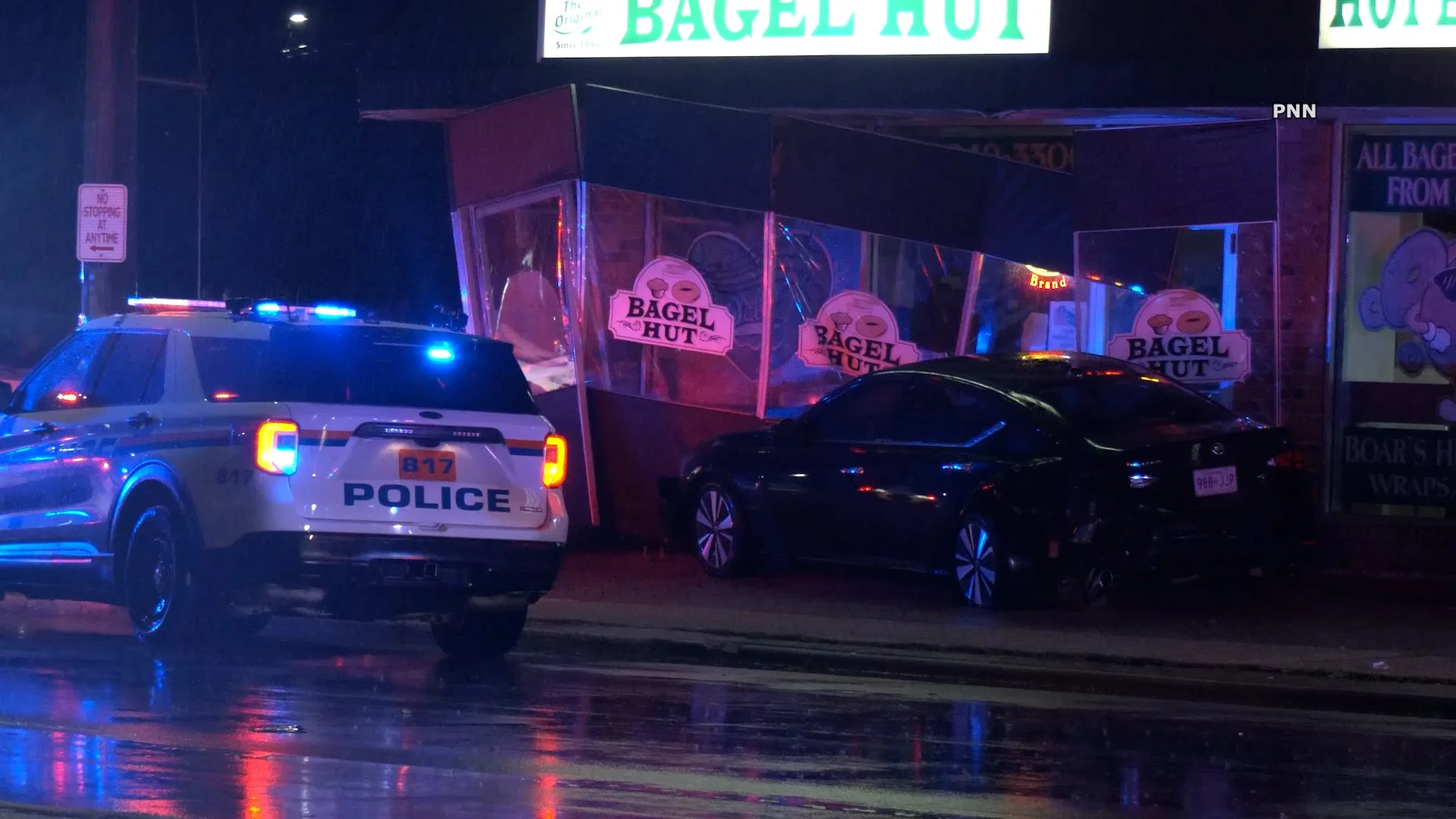 Car Crashes Into Entrance of Farmingdale Bagel Shop Overnight