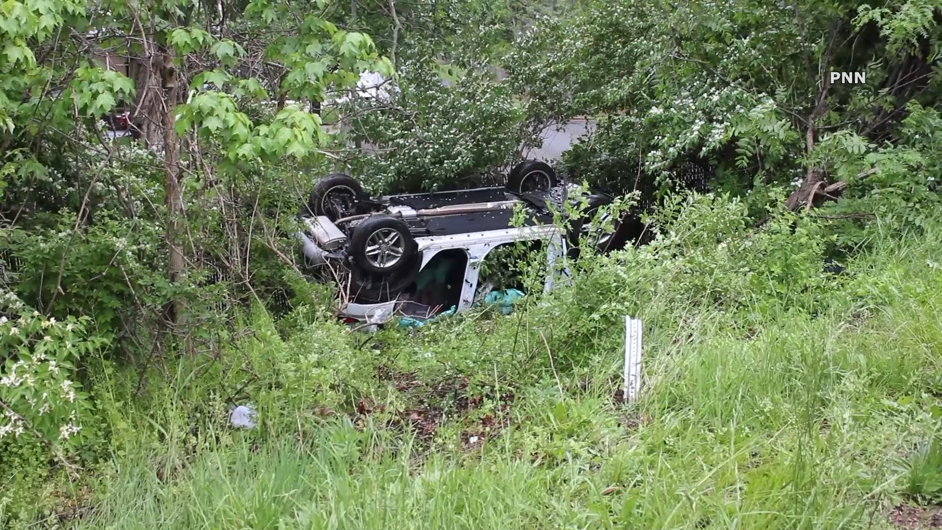 Vehicle Overturns, Rolls Down Embankment Near Northern State Parkway in Plainview