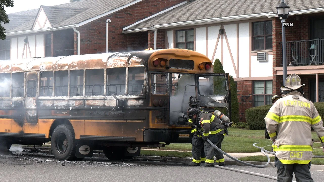 School Bus Bursts Into Flames in Levittown, All Occupants Escape