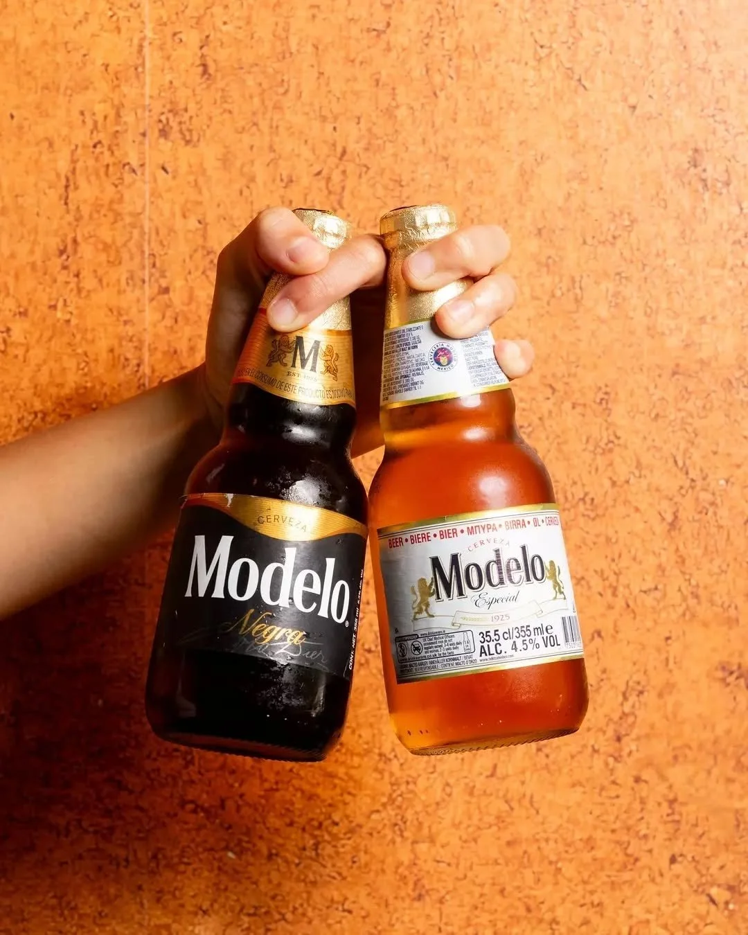 Modelo Negra, smooth with roasted malt and caramel notes. Modelo Especial, crisp with a clean finish. Two beers, two moods - both made for good food and better company.