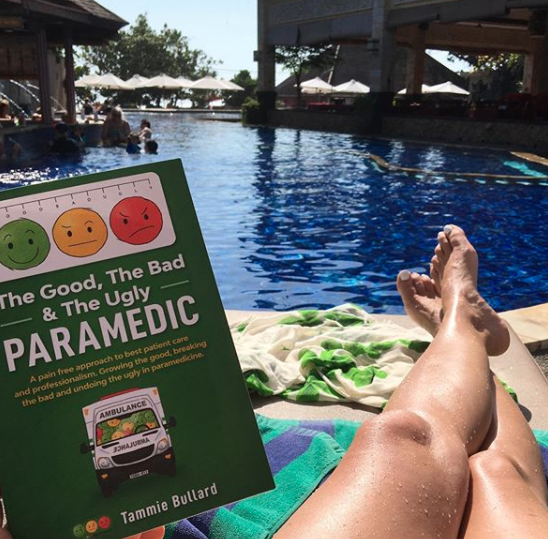 A little Bali poolside reading for paramedic Kirstin during annual leave