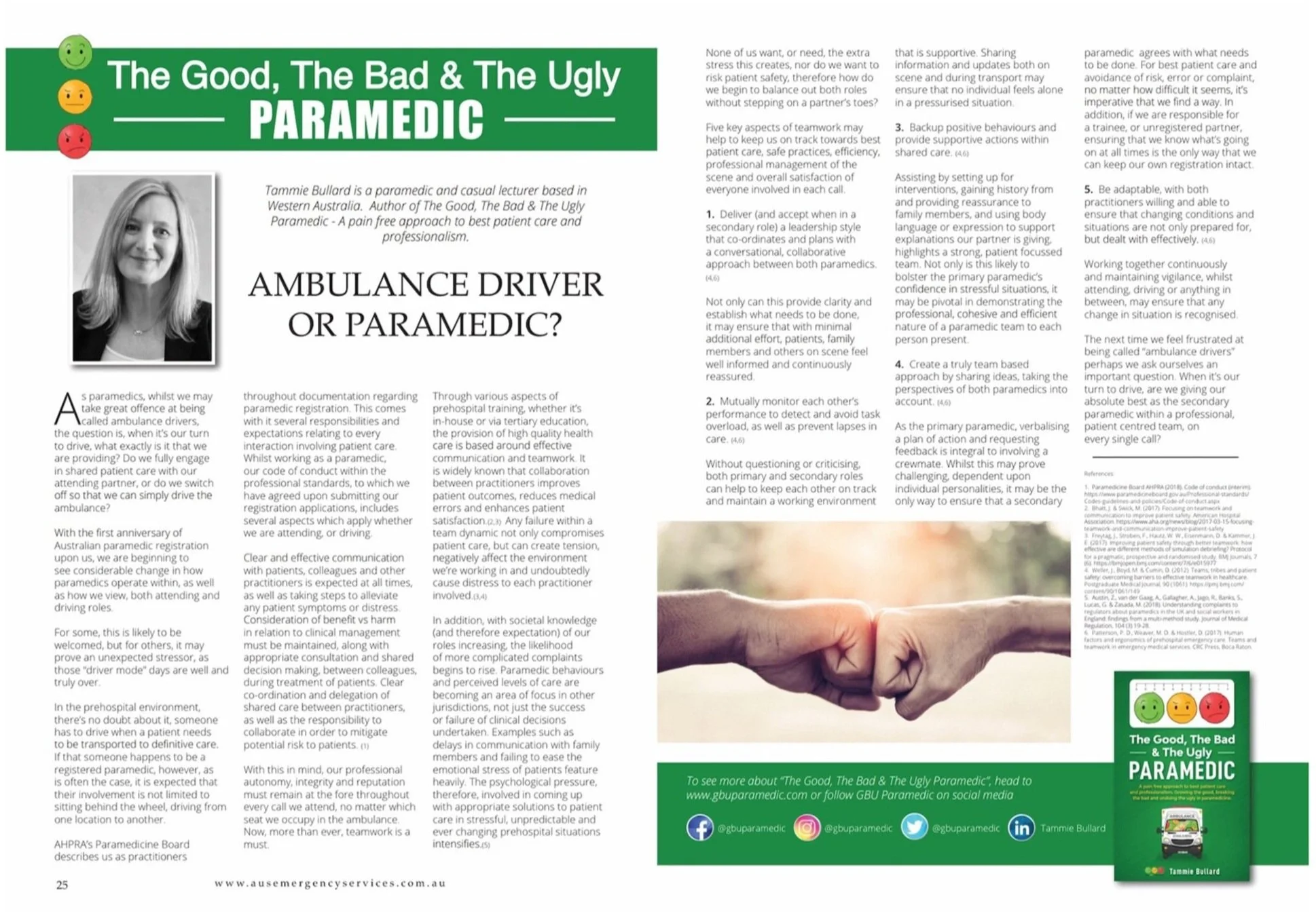 2019 Dec : Australian Emergency Services Magazine Vol 16 article "Ambulance Driver or Paramedic?"