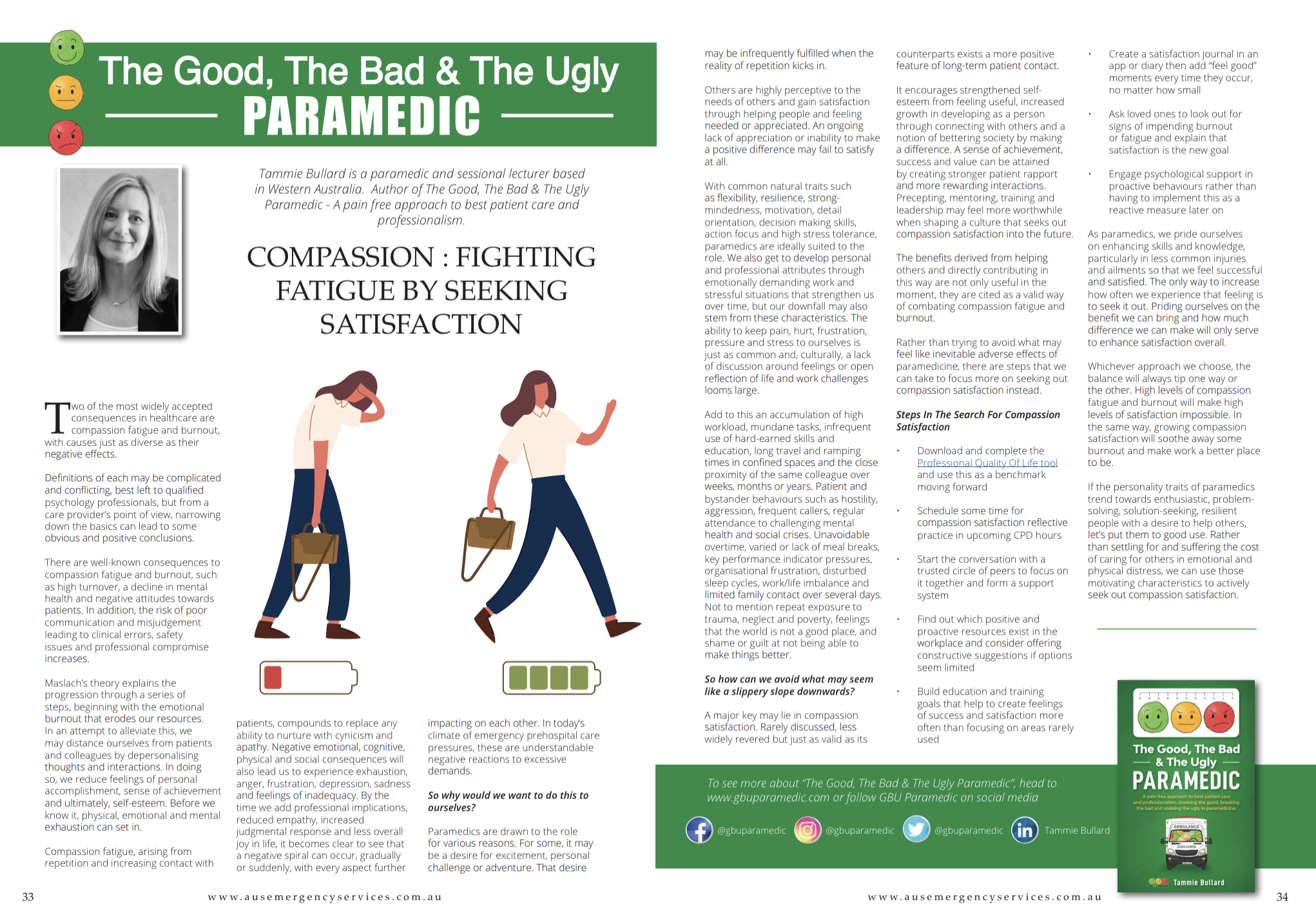 2020 Nov : Aus Emergency Services Magazine Vol 20 Article "Compassion - Fighting Fatigue By Seeking Satisfaction"