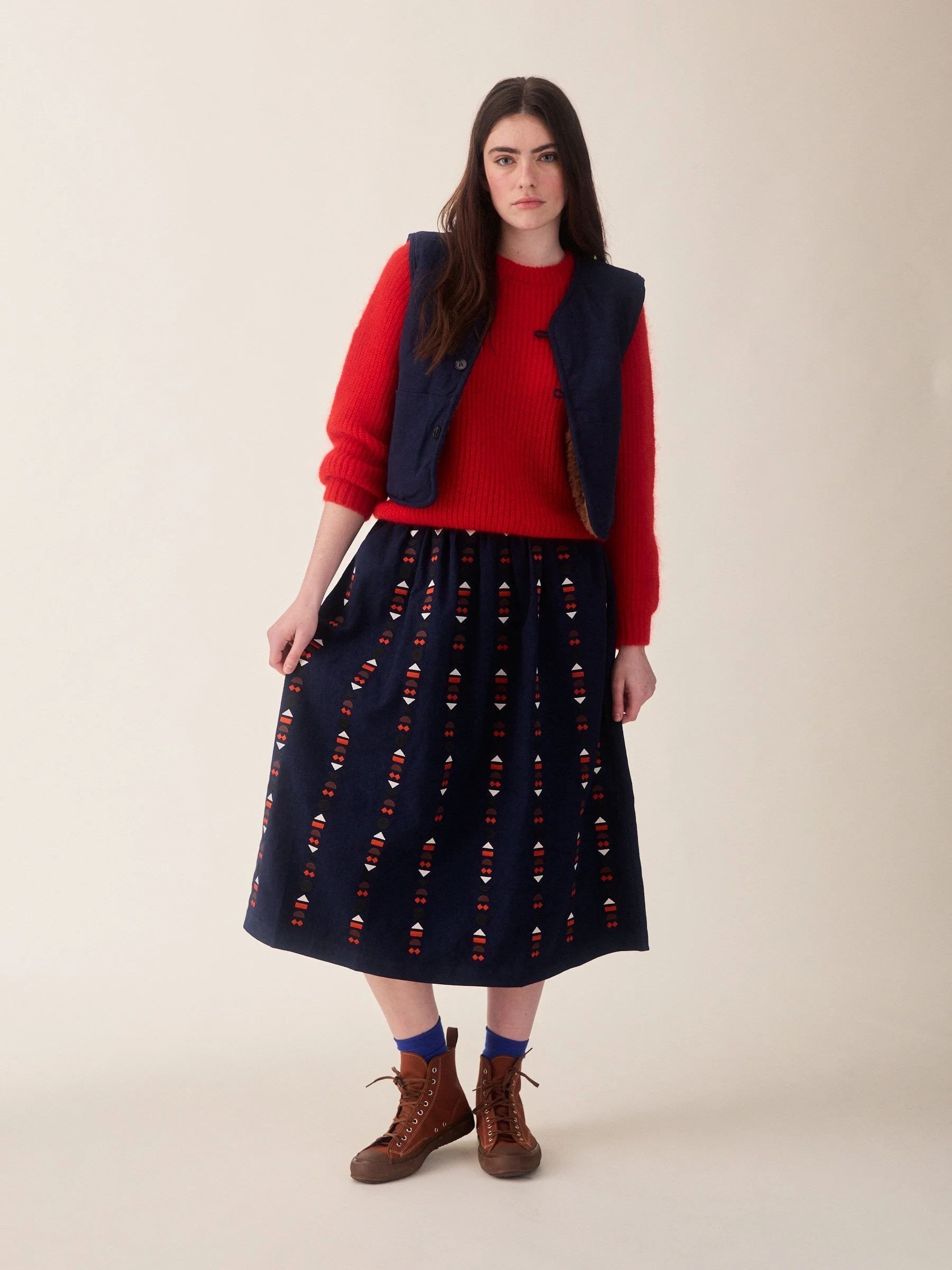Ash Skirt - Indigo Emb