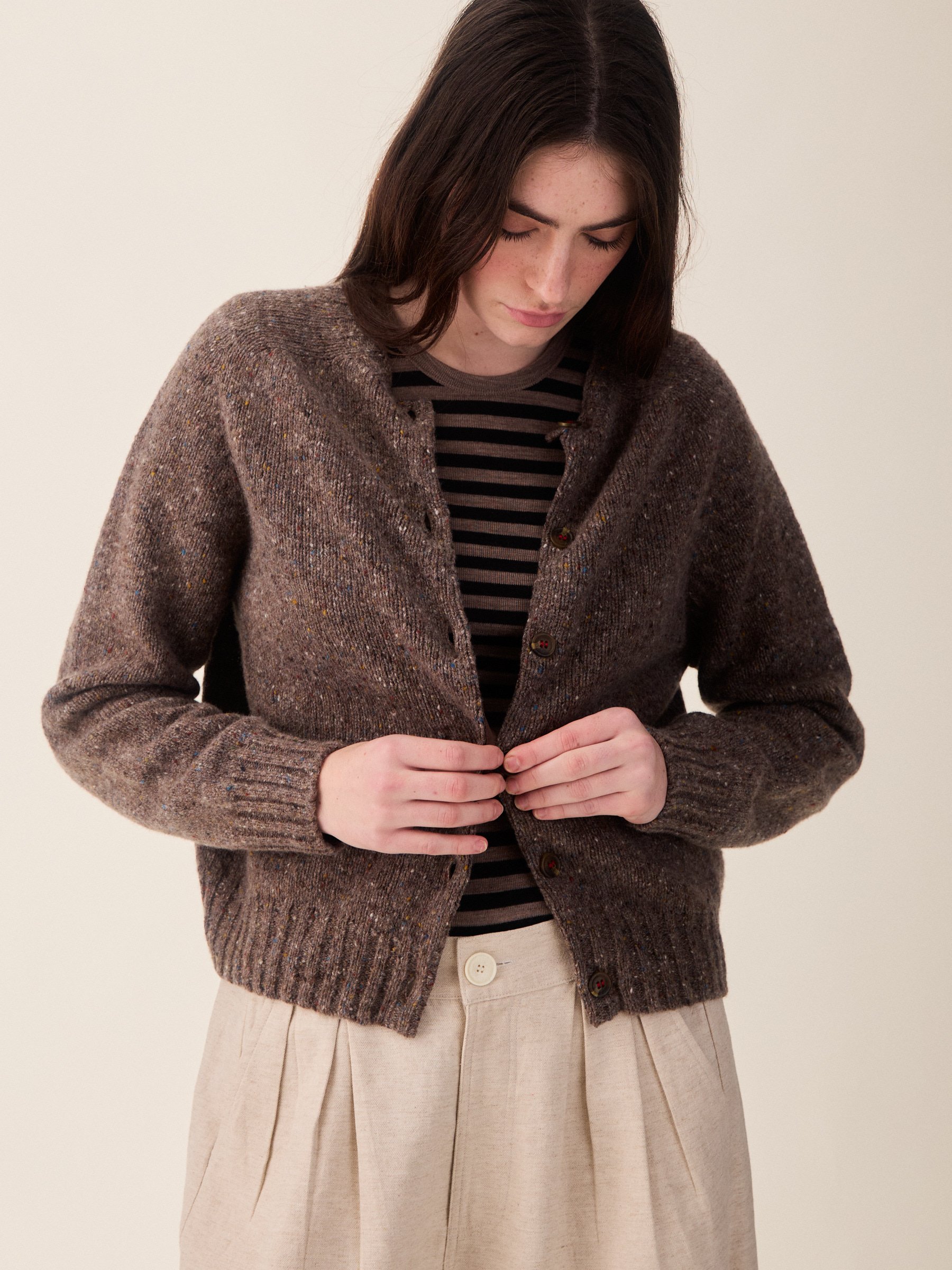 Nova Cardigan - Brown Fleck
