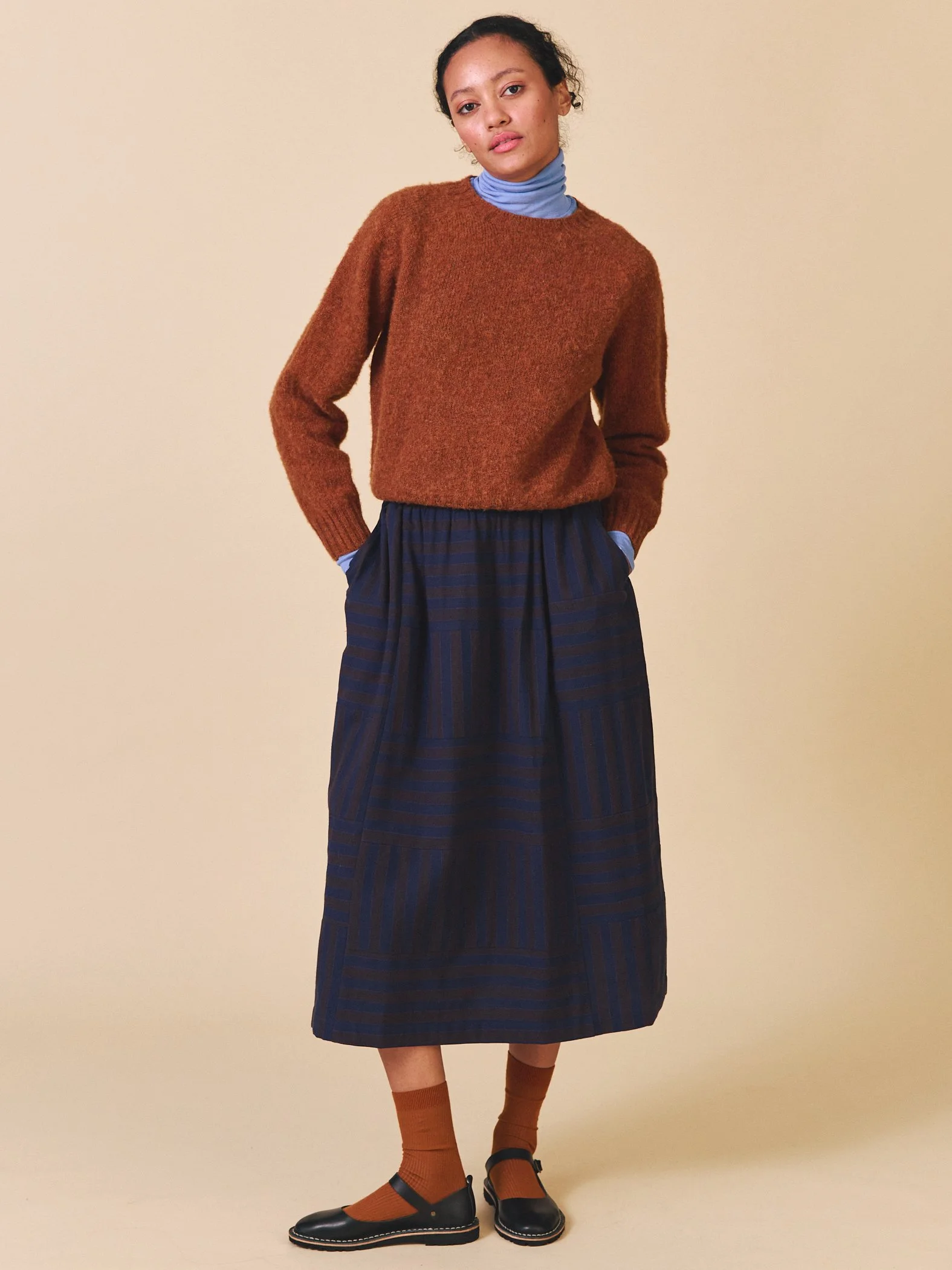 Sky Skirt - Indigo Stripe