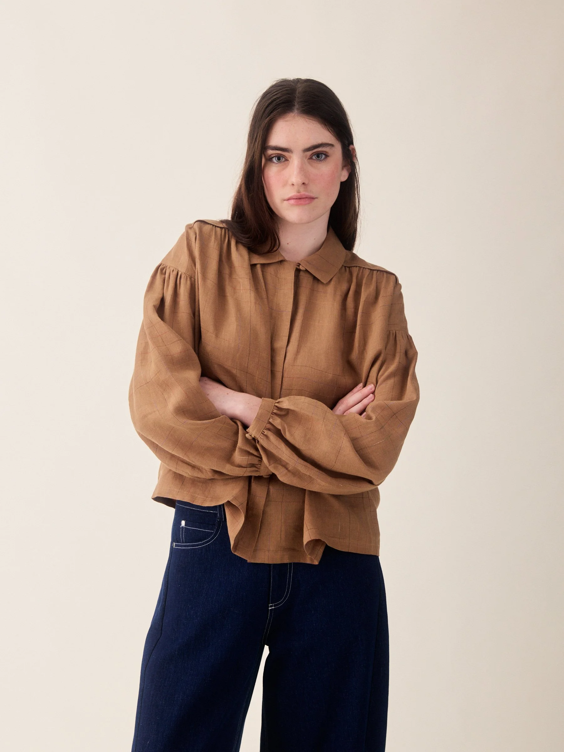 Binni Shirt - Toffee Base Check