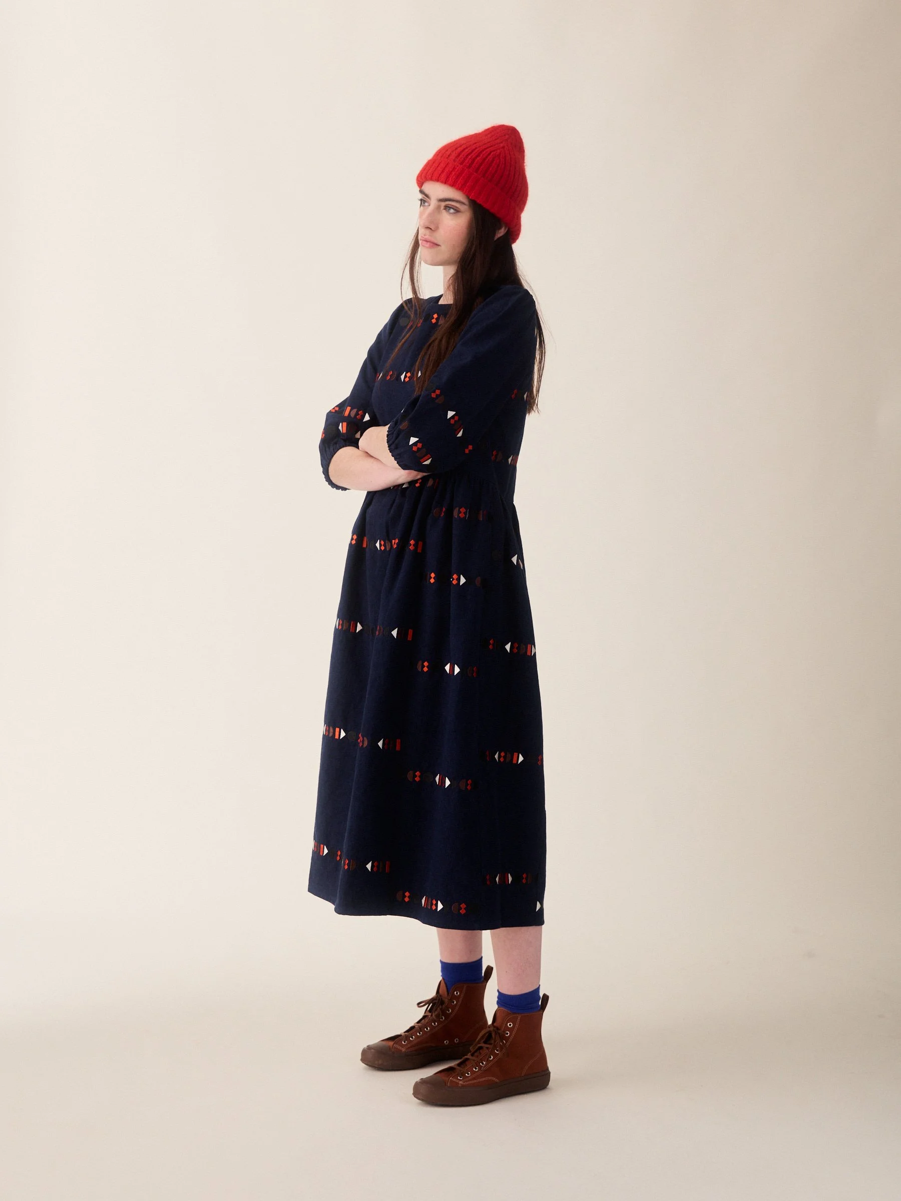 Tessa Dress - Indigo Embroidery