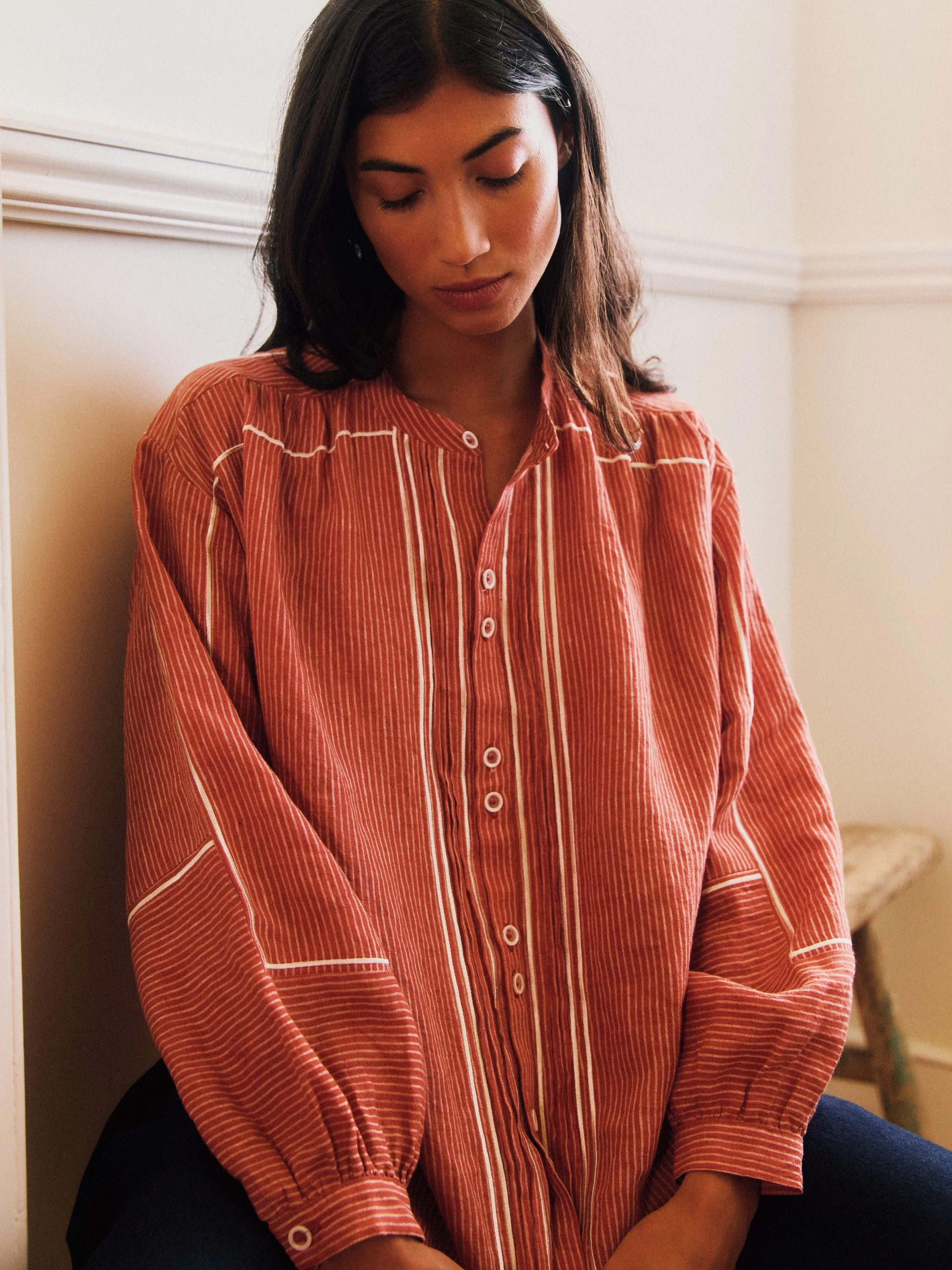 Willow Shirt - Brick Stripe