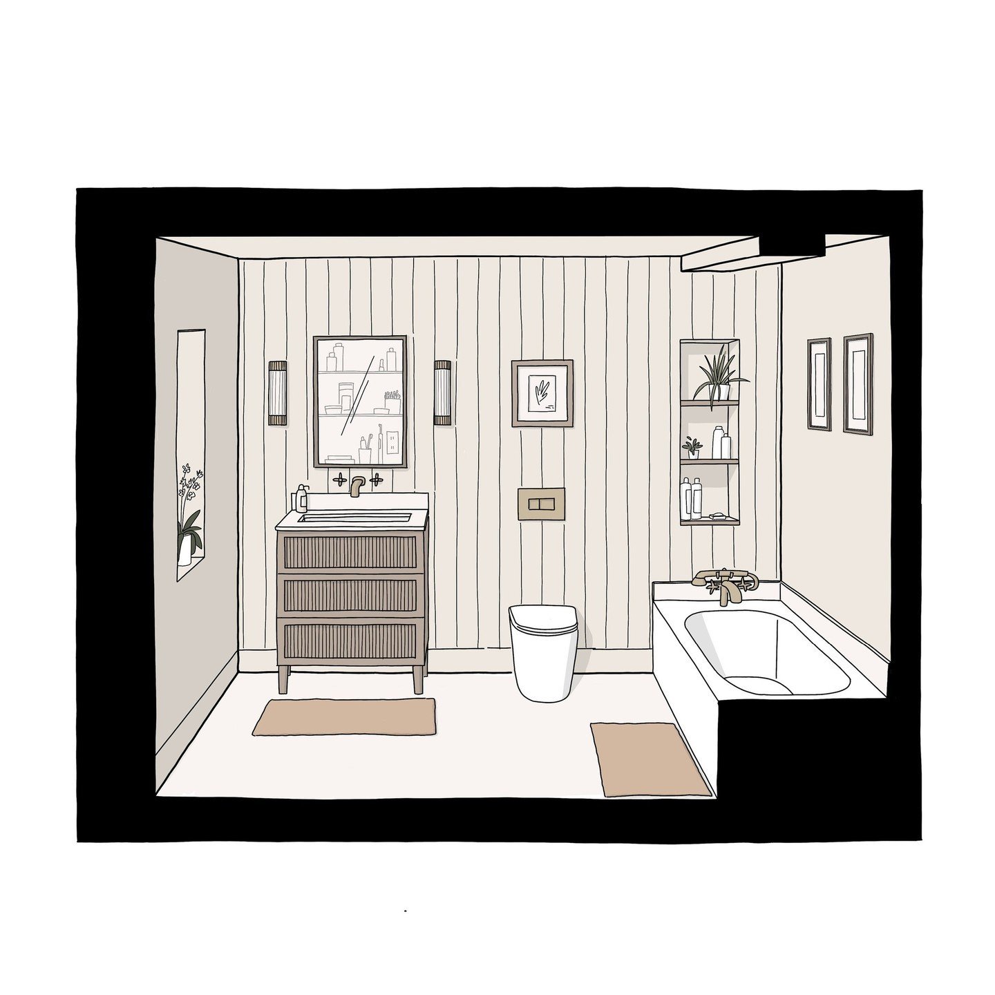 Another bathroom&hellip; although this is one I actually designed! Over the past year, I&rsquo;ve developed a bit of a niche in this style of drawing - if you have an idea for your space but can&rsquo;t visualise it - let me know and I&rsquo;d be hap