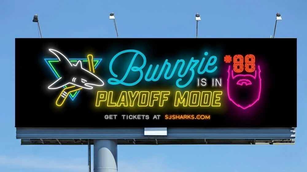 The campaign is built around a series of 23 unique neon designs, one for each Sharks player.