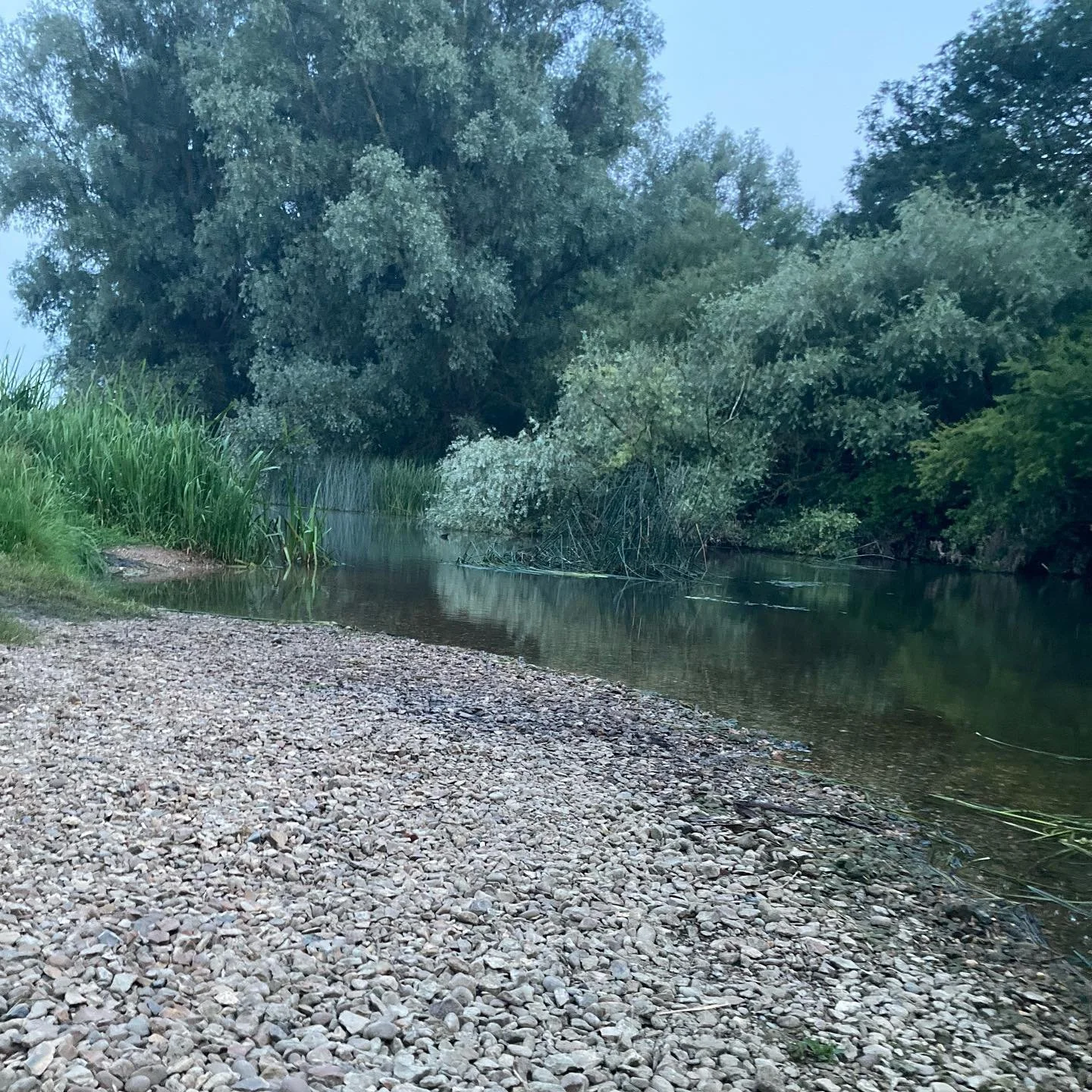 Dusk at our little riverbank beach. #wildswimming #wildcanvascamping