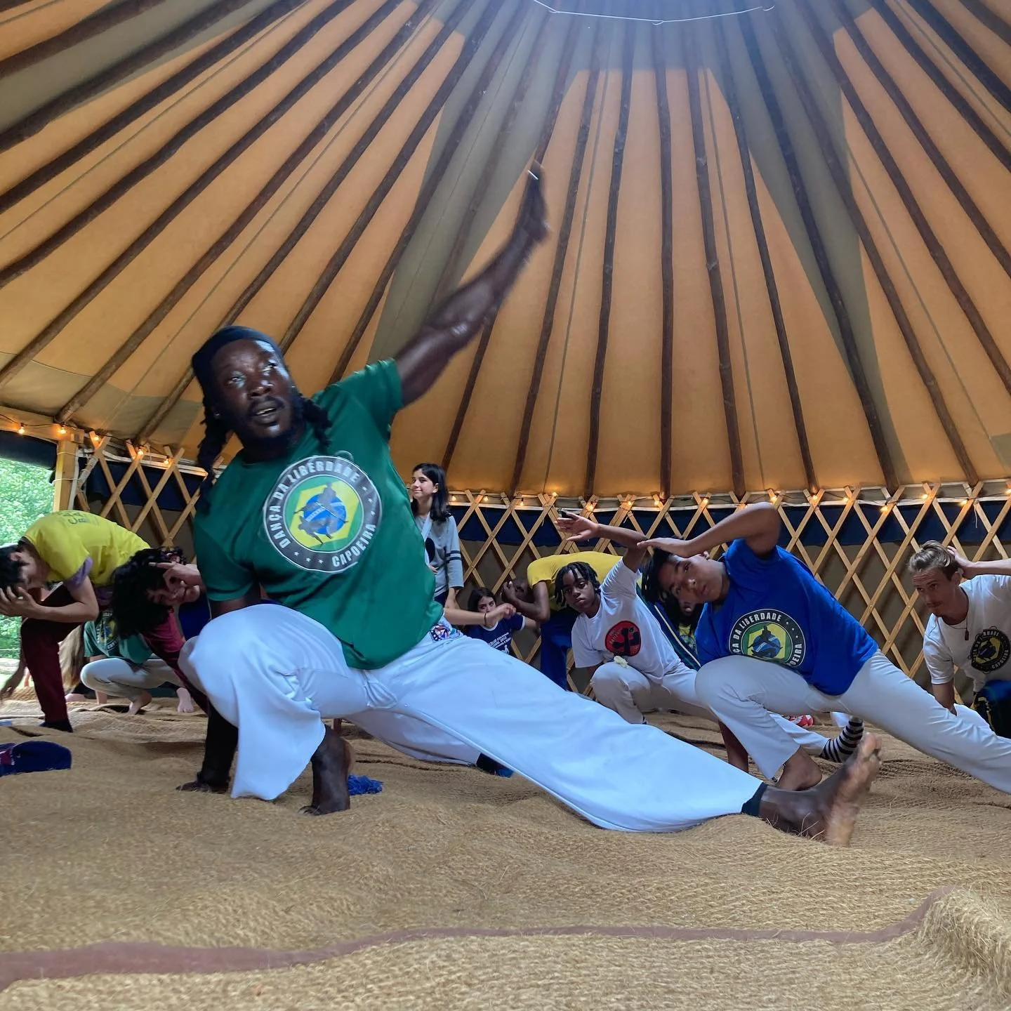 Warming up for capoeira demonstration. #wildcanvascamping
