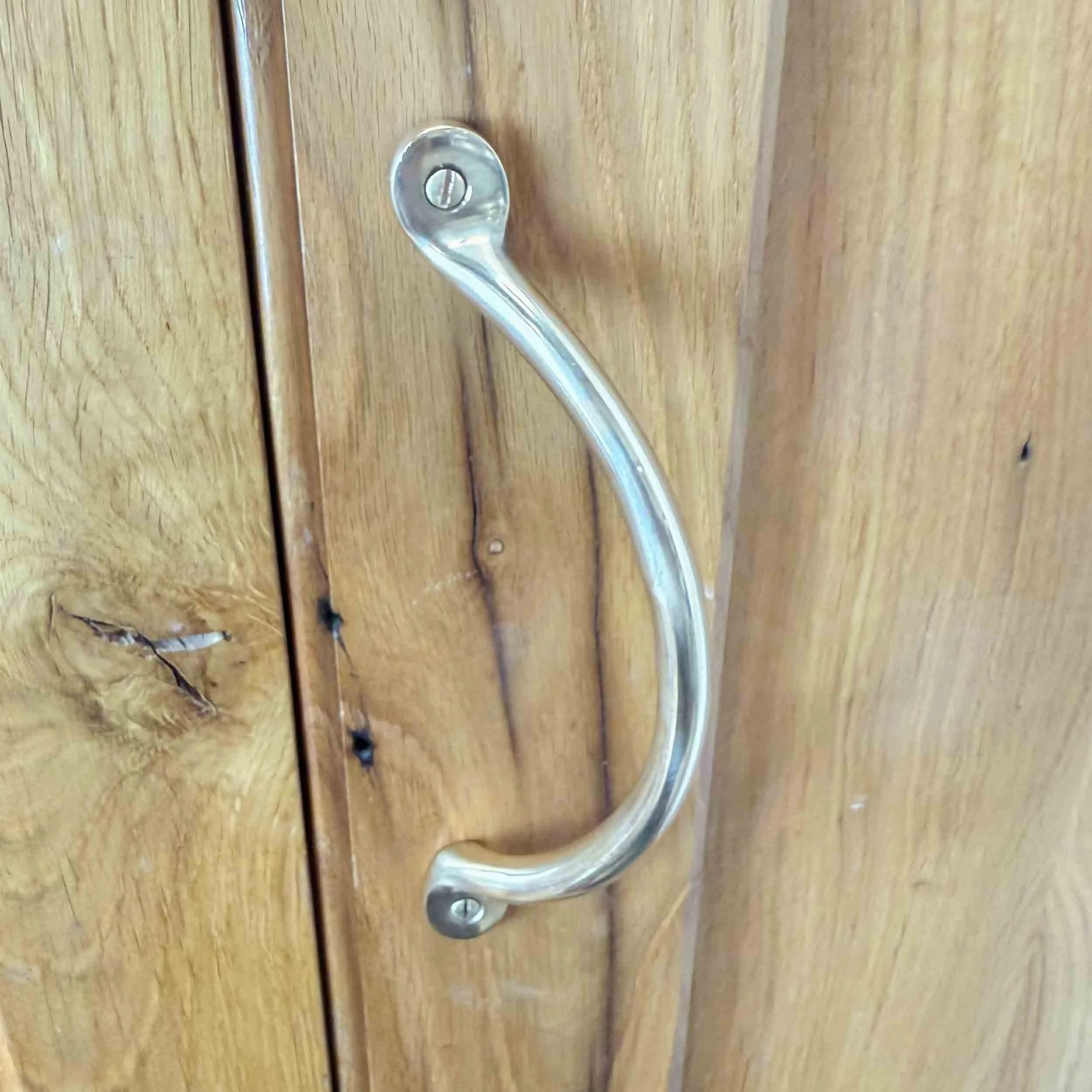 cranked penny end D handle solid brass