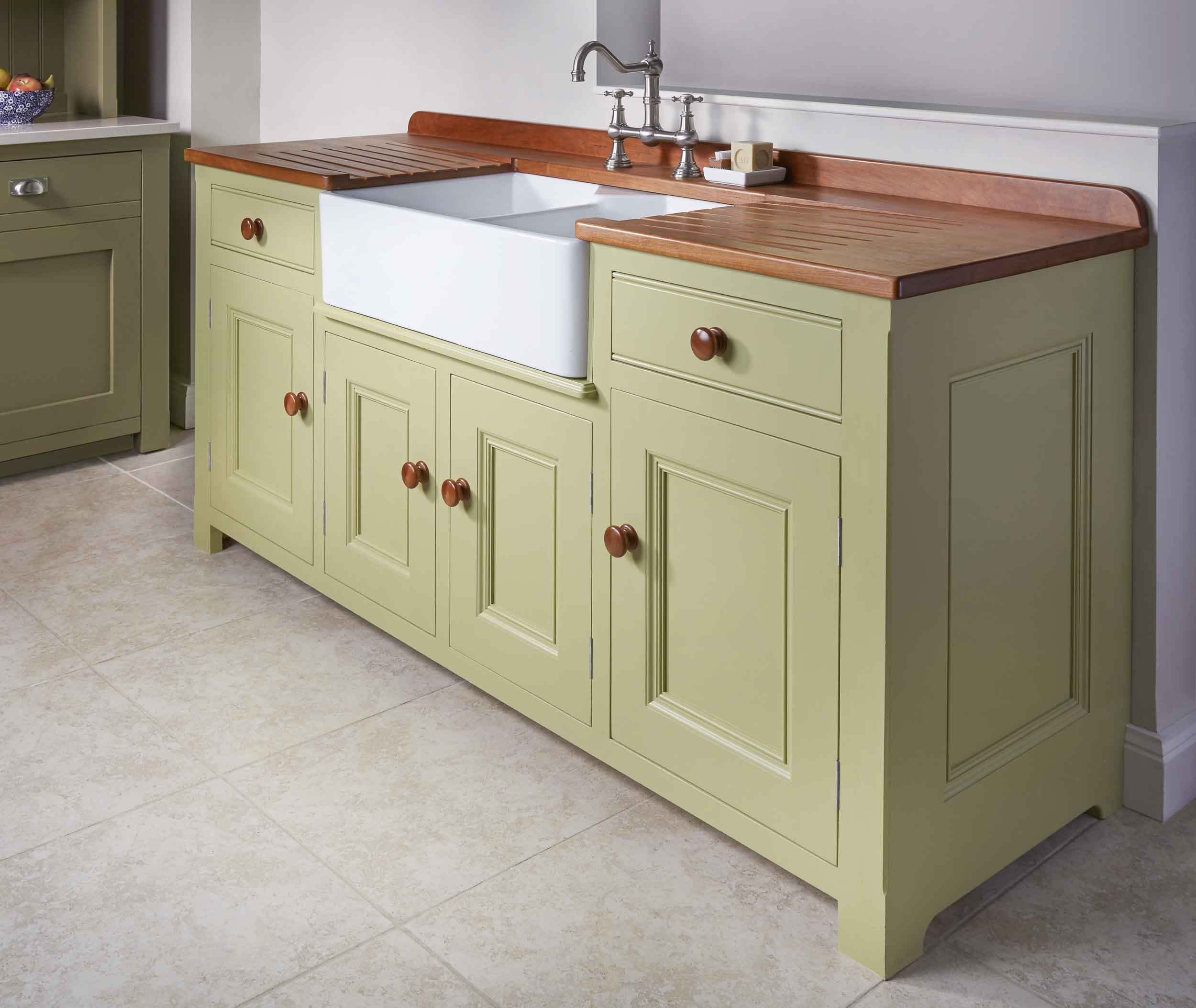 Freestanding belfast sink unit with cherry worktop