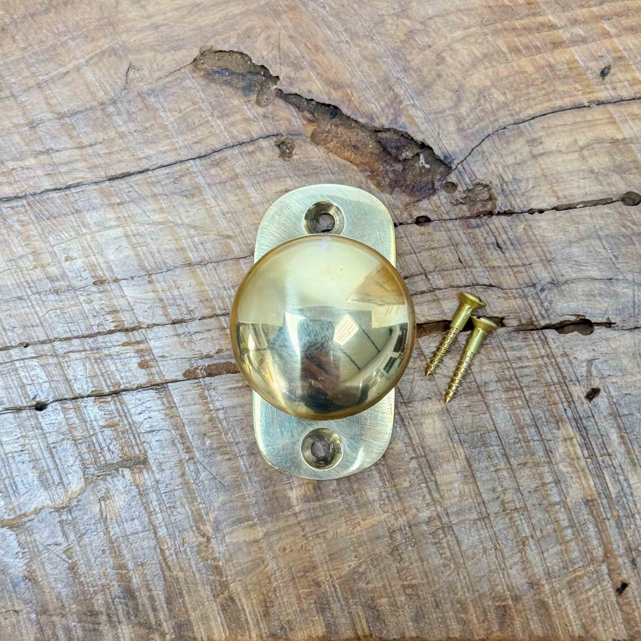 front fix brass knob with oval backplate