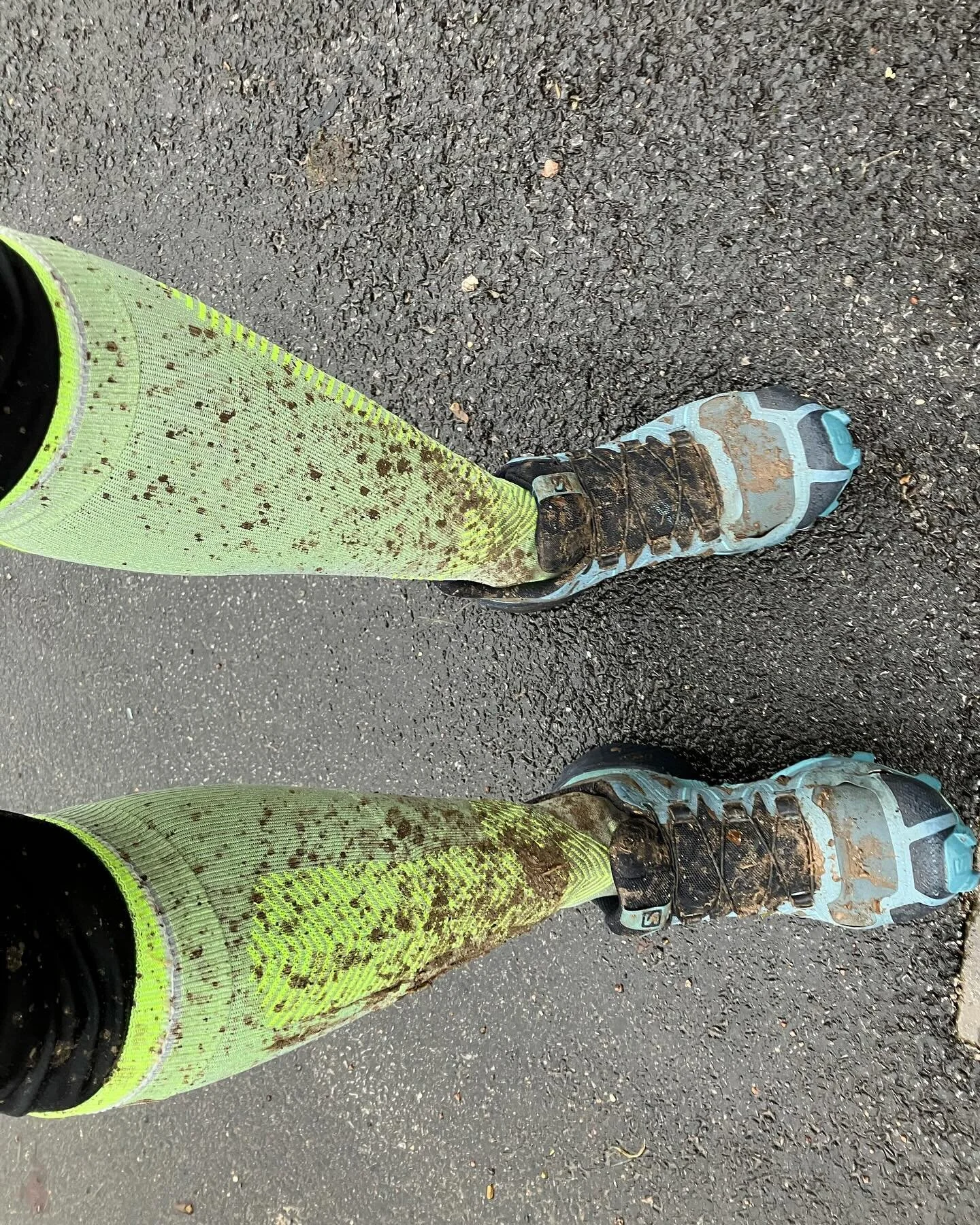 Why do we run on days like these?
When water floods your shoes and mud splats to your knees?
There&rsquo;s an exhilaration to running in the rain
Even though to others you look quite insane!

There&rsquo;s a freedom you feel when you run the trails
S
