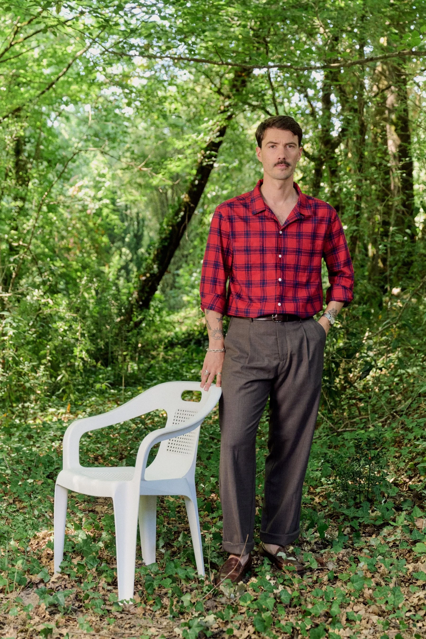 Chemise à manches longues Placide made in France col ouvert flanelle rouge.jpg