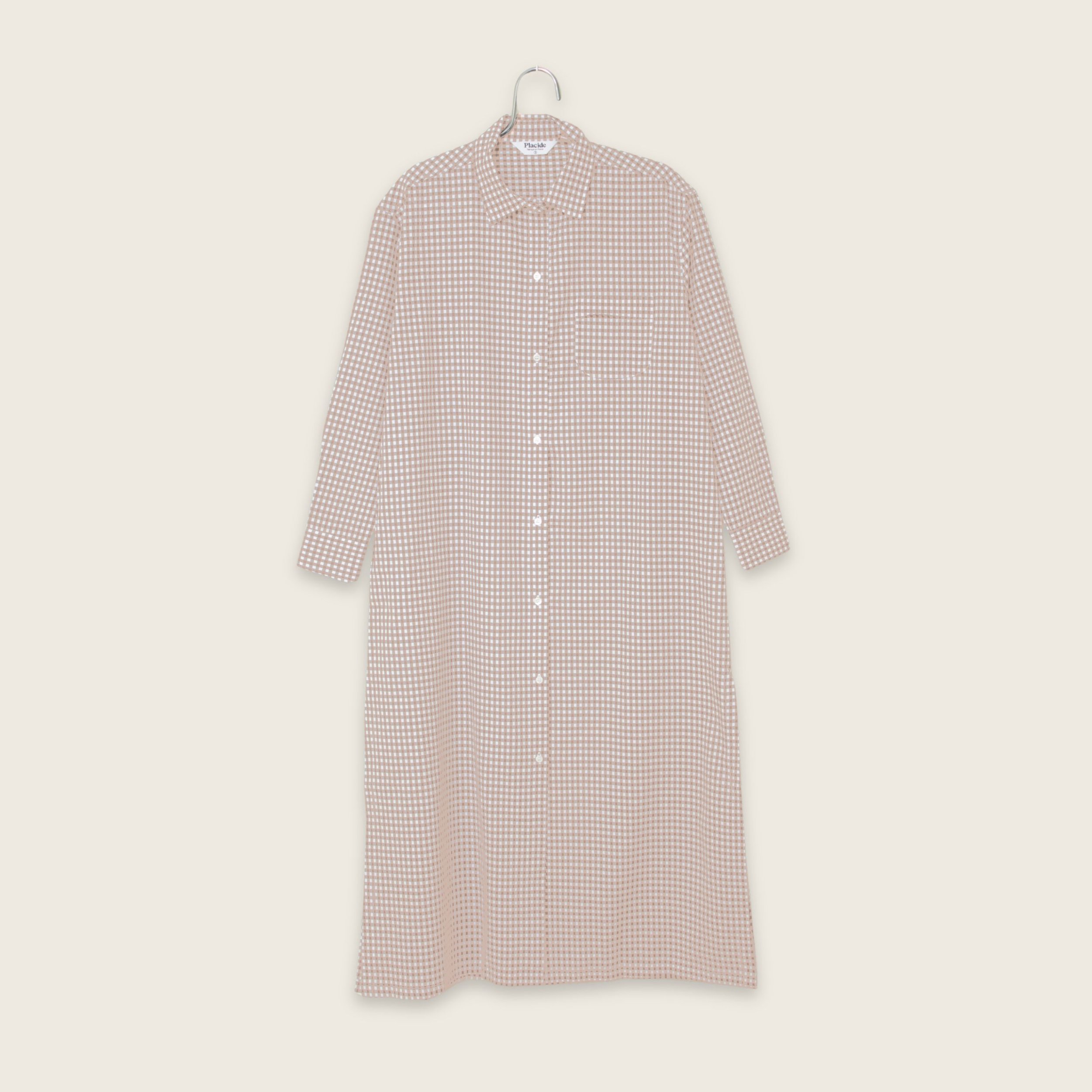 Robe chemise / Vichy Beige