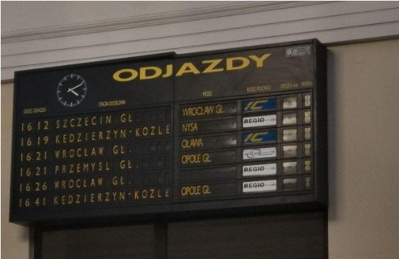 Figure 17. Departures board at the train station in Brzeg. Source: Daria Duda, 2022. 