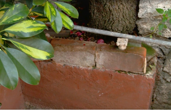 Figure 10. Bricks stained by toothpaste in the Cruzvillegas house, still from Legacy (Sollins and Dowling, 2014).