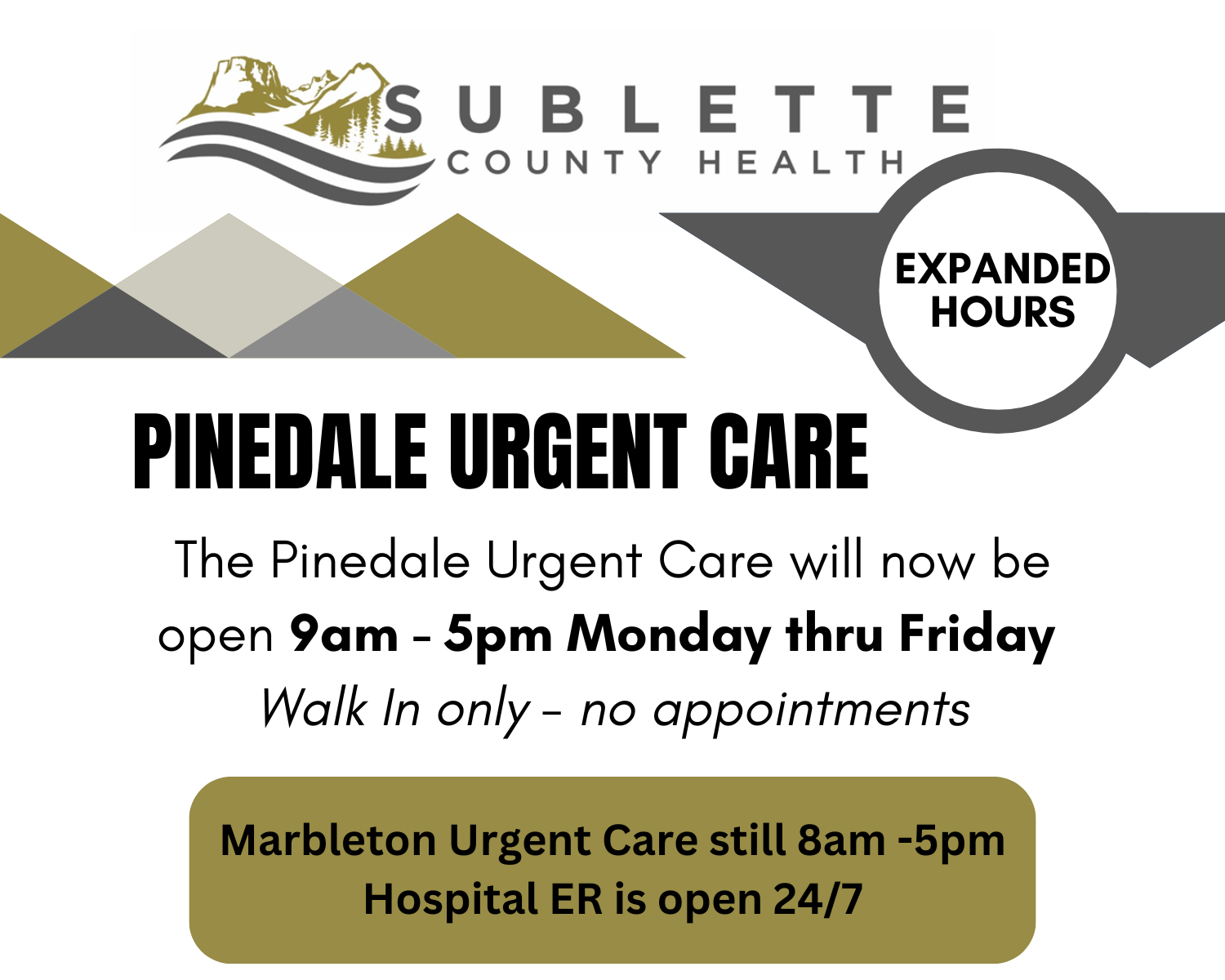 Pinedale Urgent Care Hours expanding