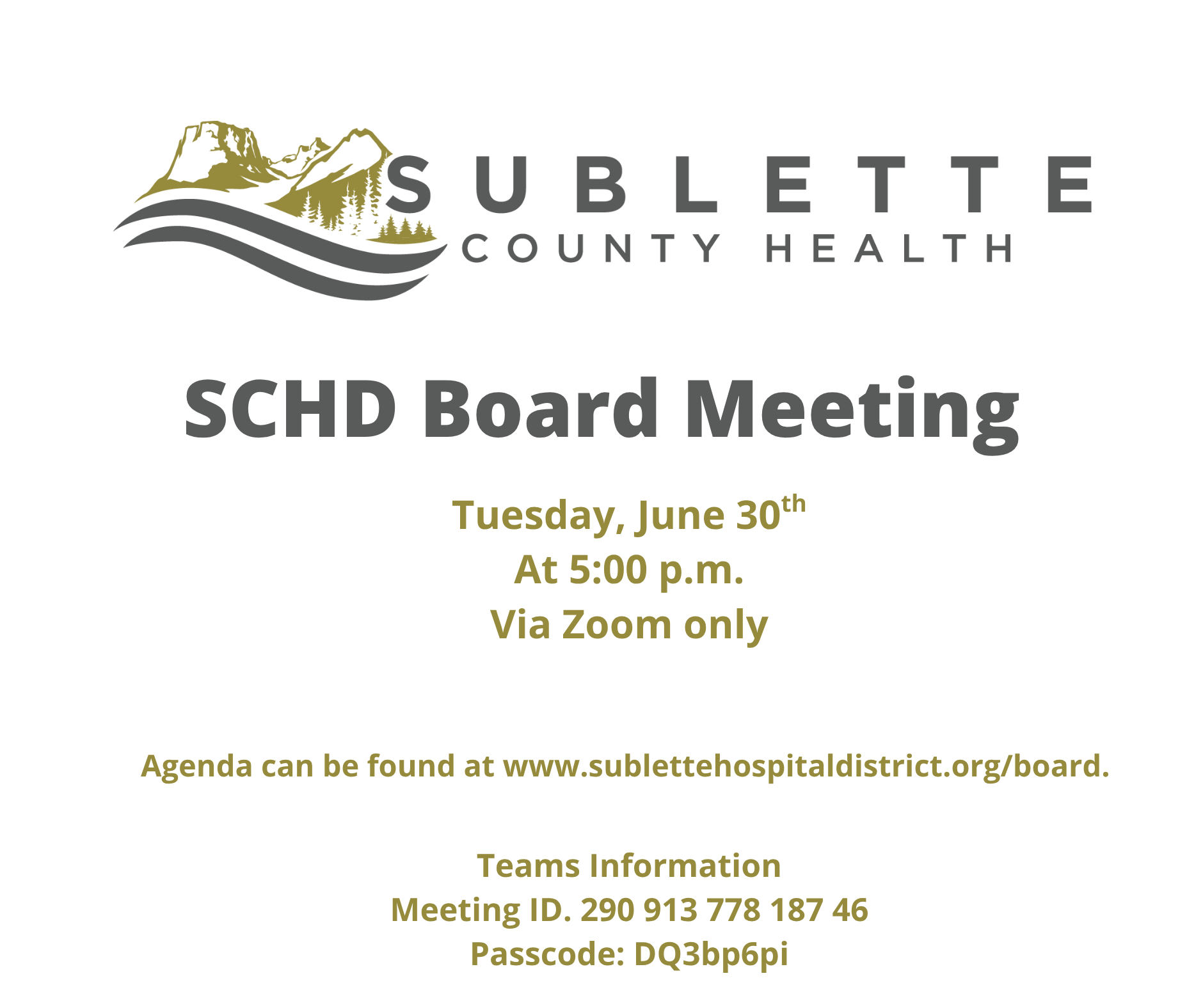 SCHD Special Board Meeting