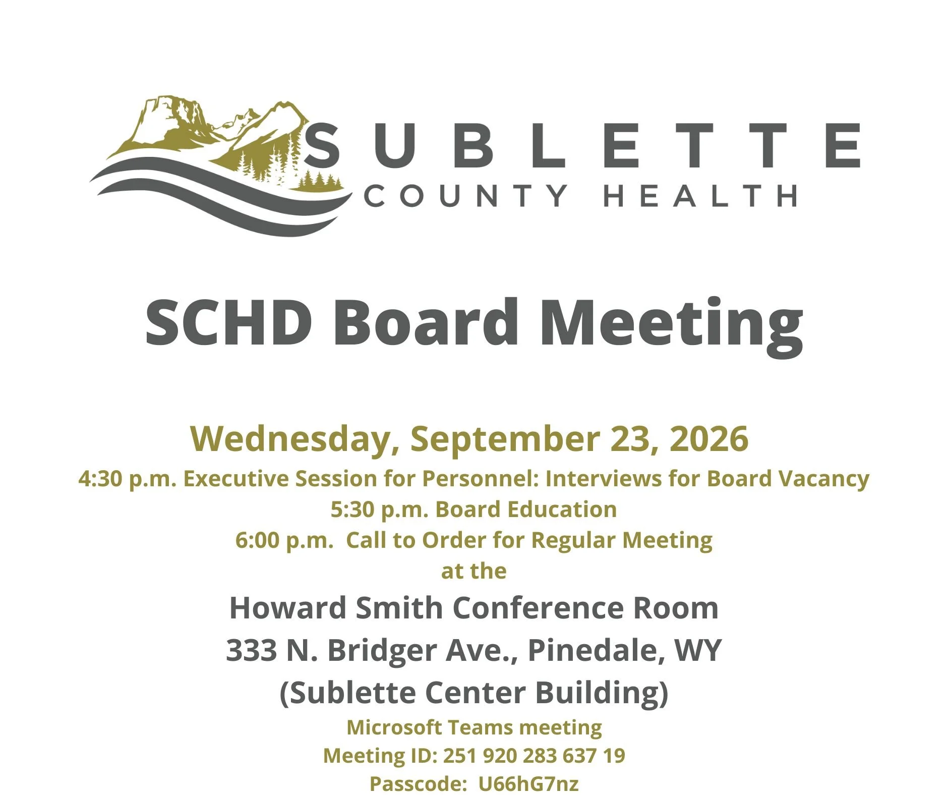 SCHD Board Meeting