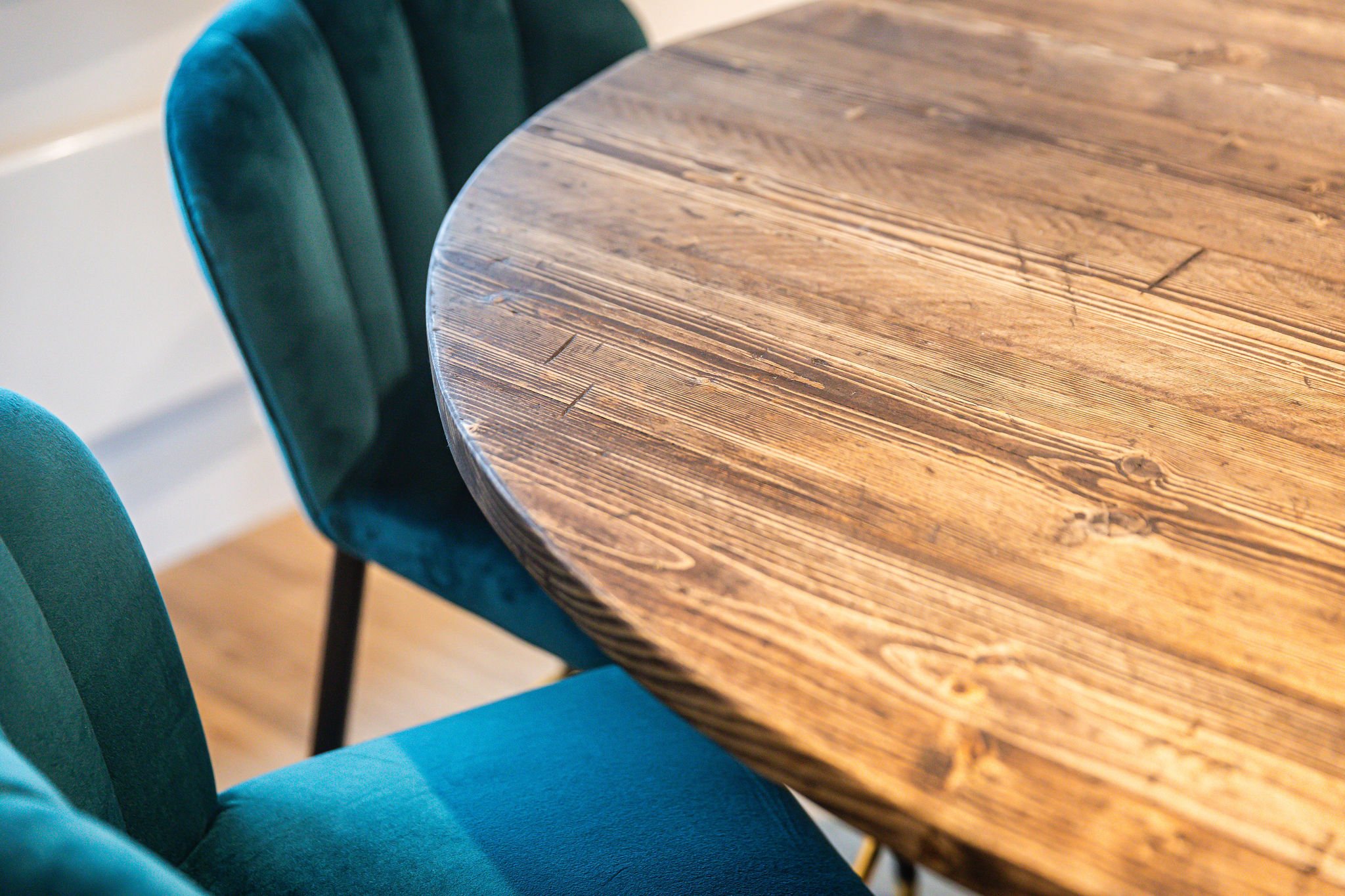 Putney project teal breakfast velvet chair bar Orsetto Interiors.jpg