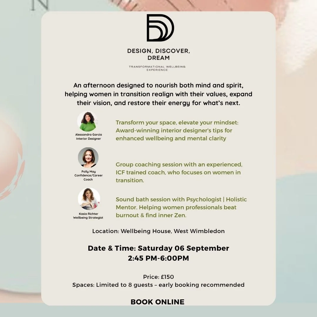 An afternoon designed to nourish both mind and spirit, helping women in transition realign with their values, expand their vision, and restore their energy for what's next.